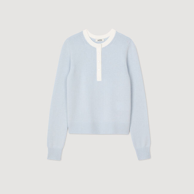 Pull bicolore en laine et cachemire 