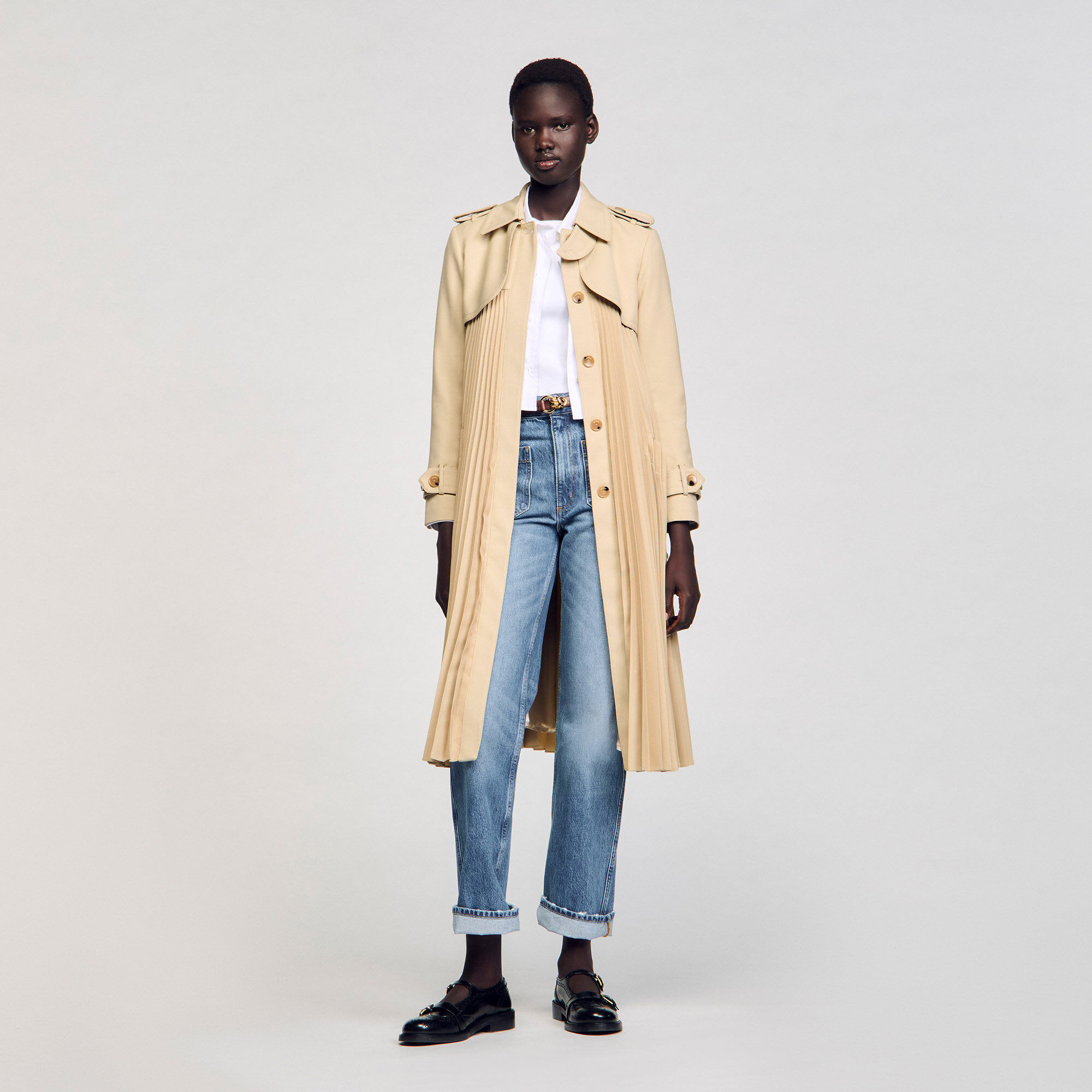 Trench plissé à ceinturer