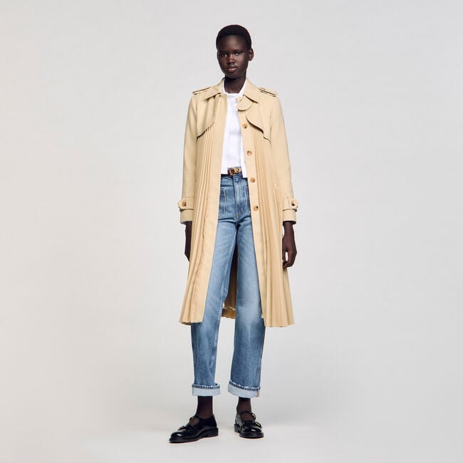 Trench plissé à ceinturer