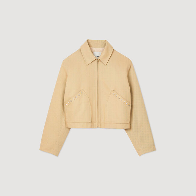 Blouson court à détails strassés