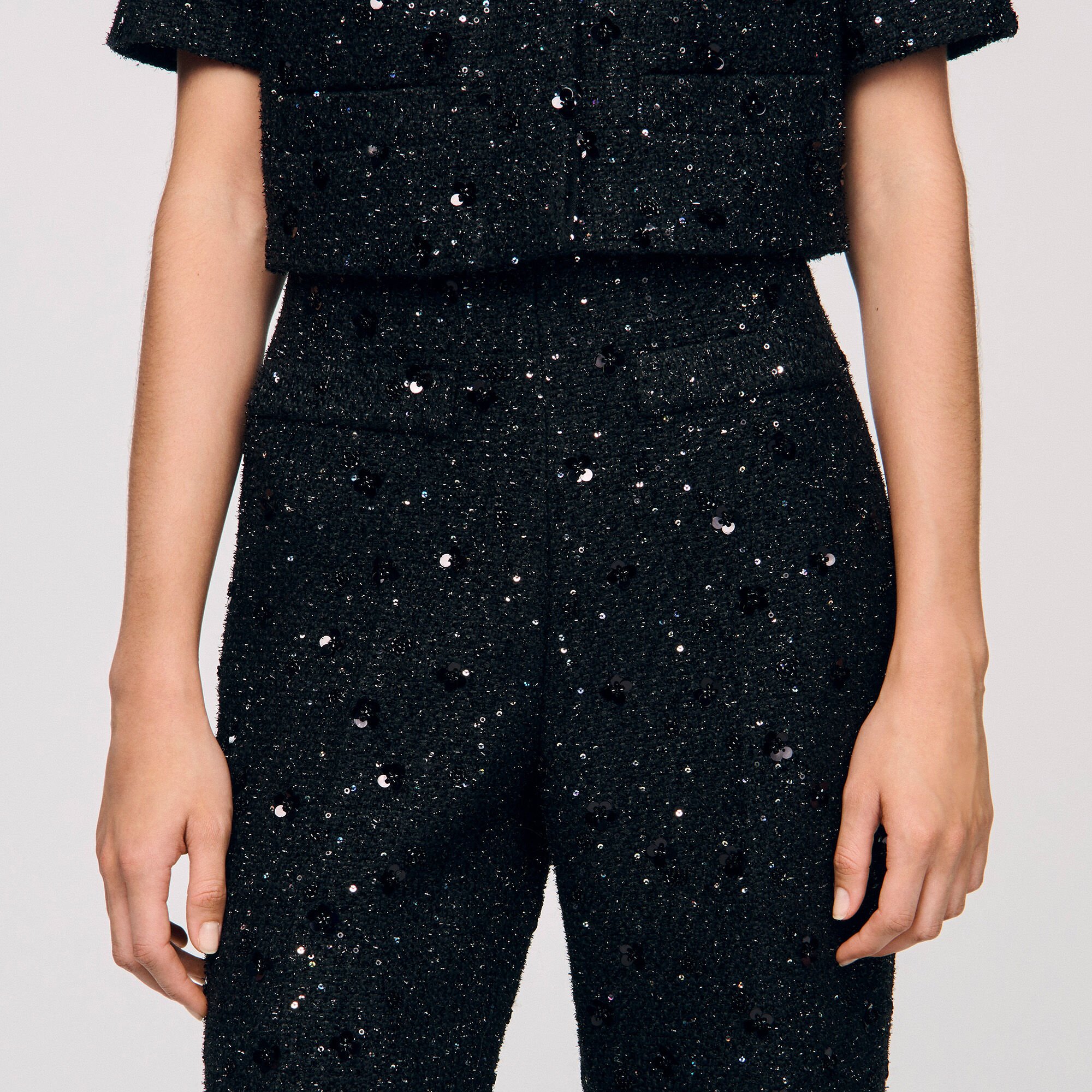 Pantalon en tweed strassé