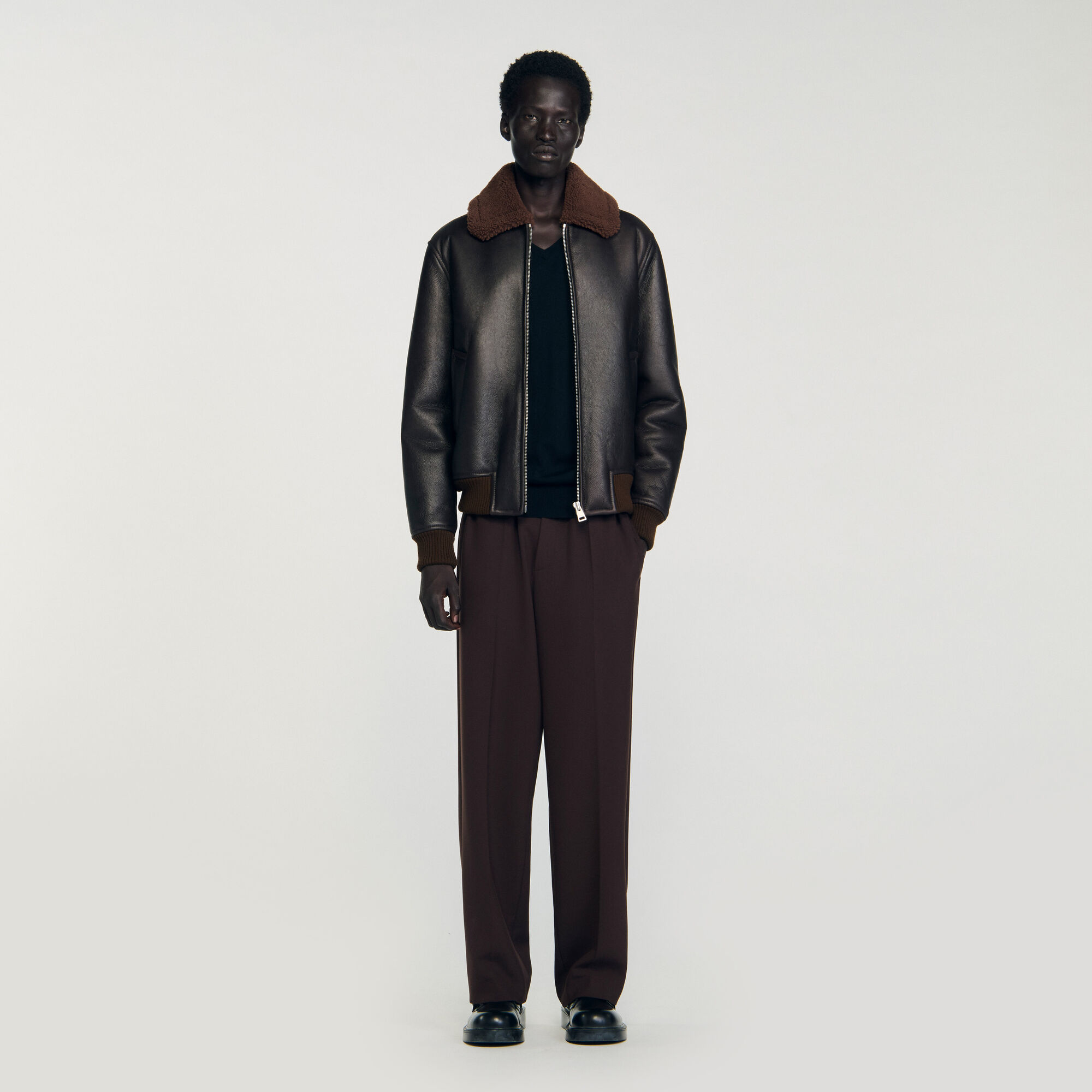Blouson en cuir retourné