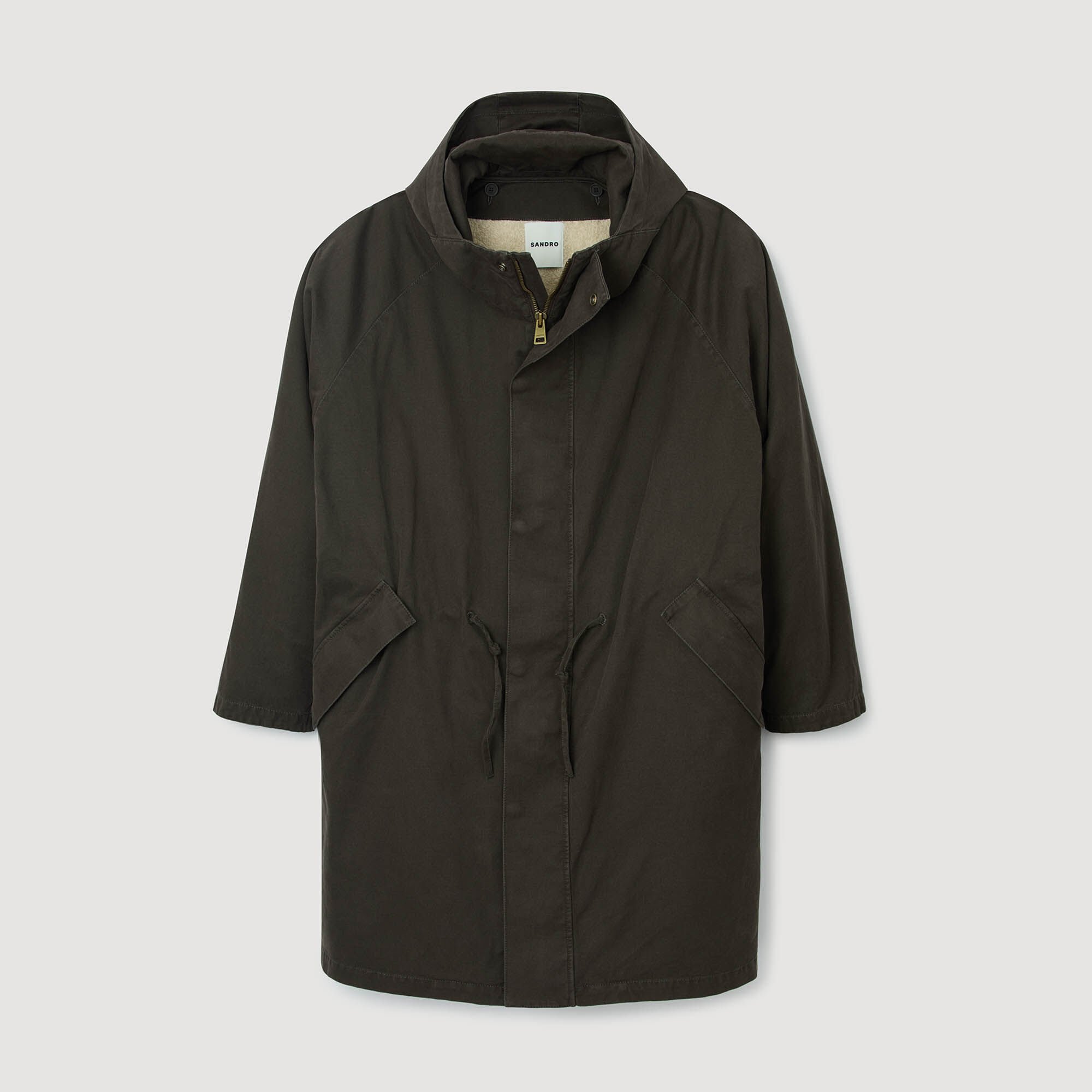 Parka large en coton et laine