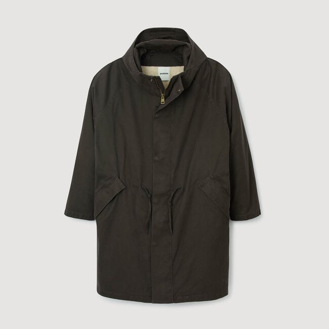 Parka large en coton et laine