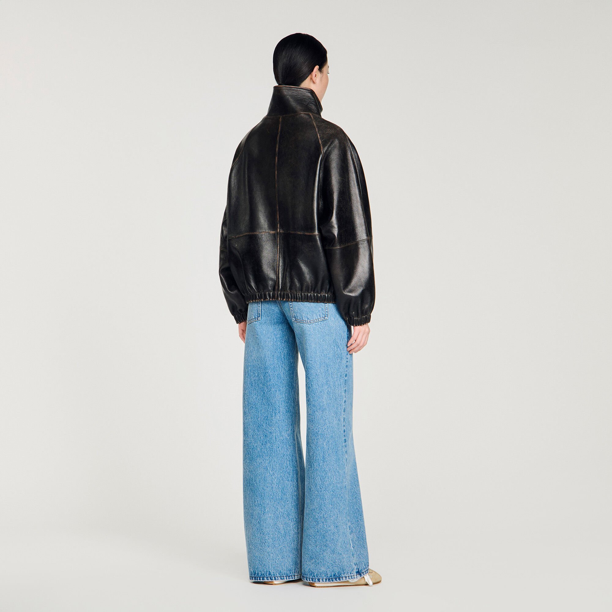 Blouson en cuir vieilli