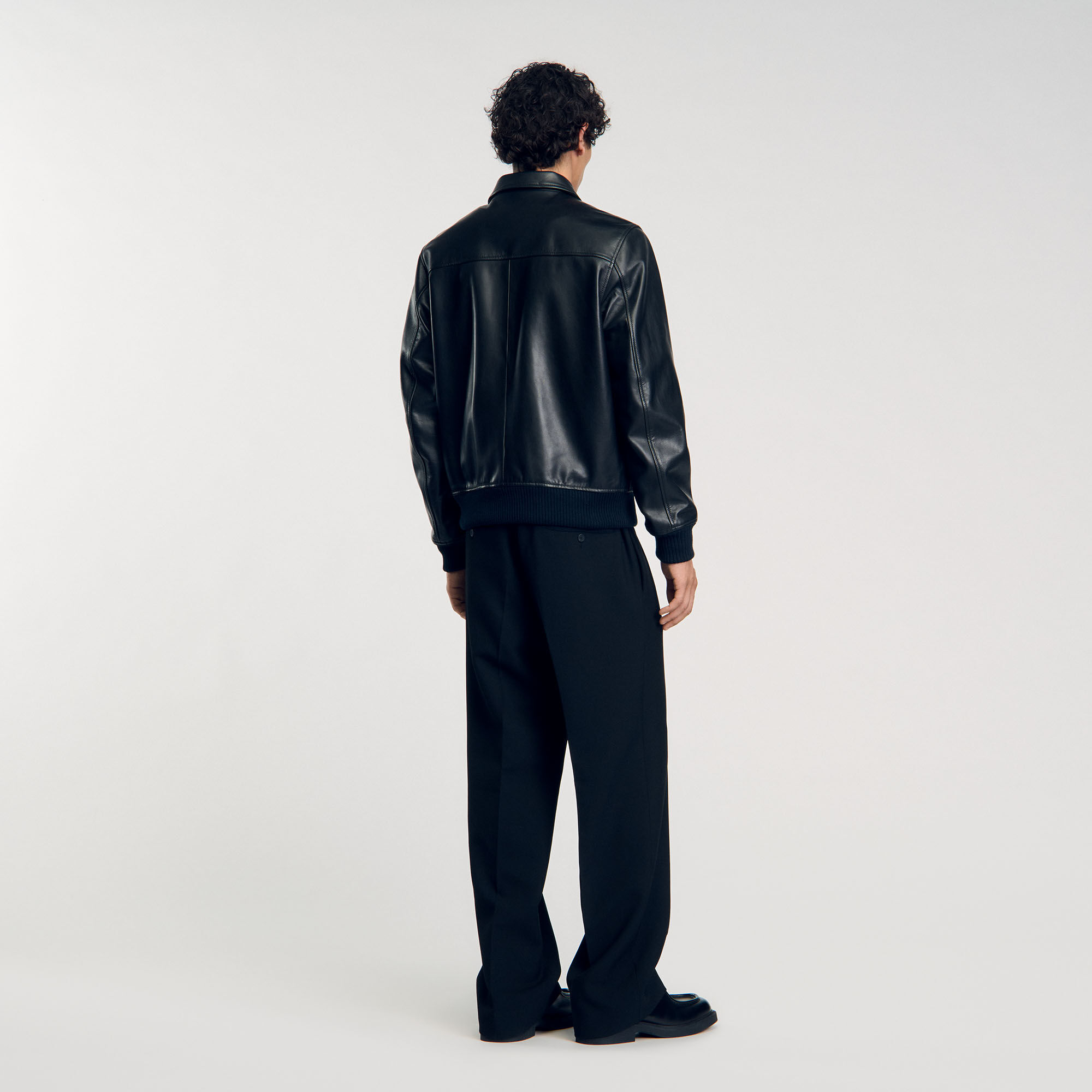 Blouson en cuir lisse