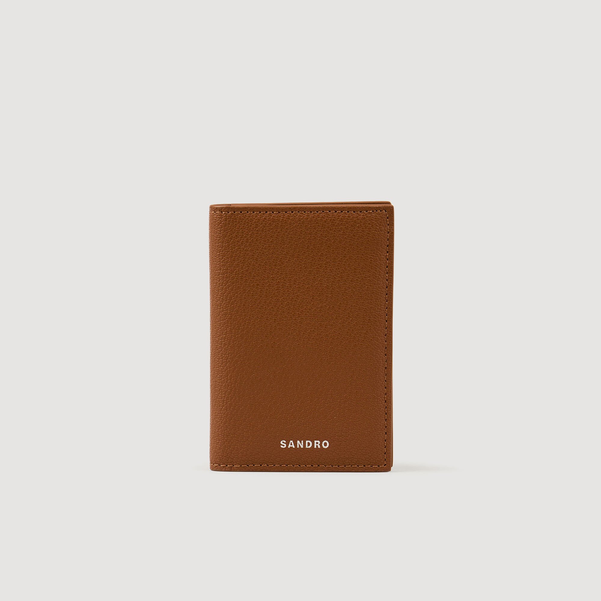 Porte-cartes pliable en cuir grainé