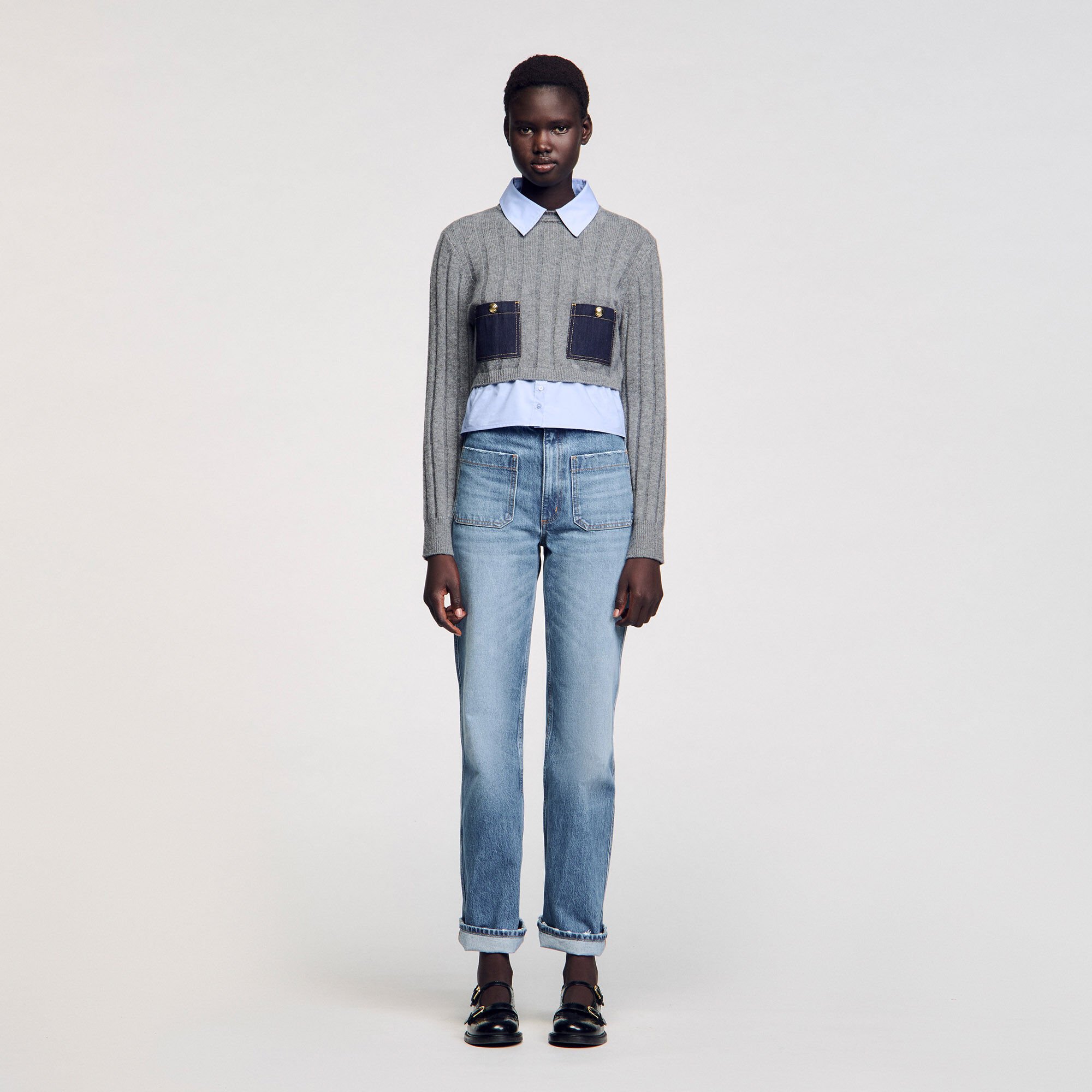 Pull court en laine et cachemire