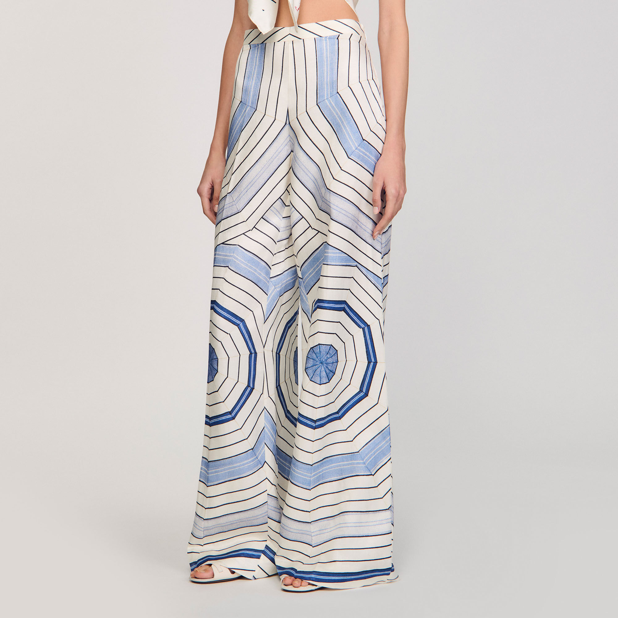 Pantalon large à imprimé spirales