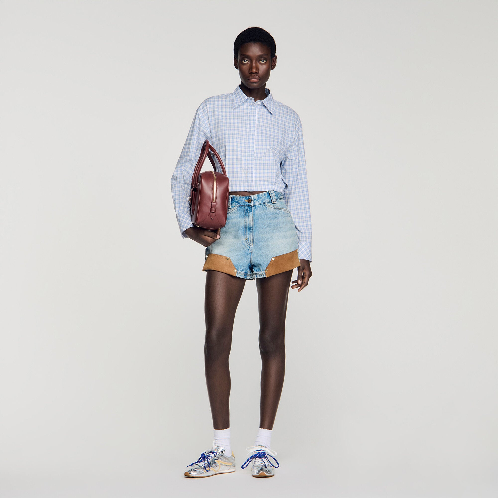 Chemise courte &agrave; carreaux 