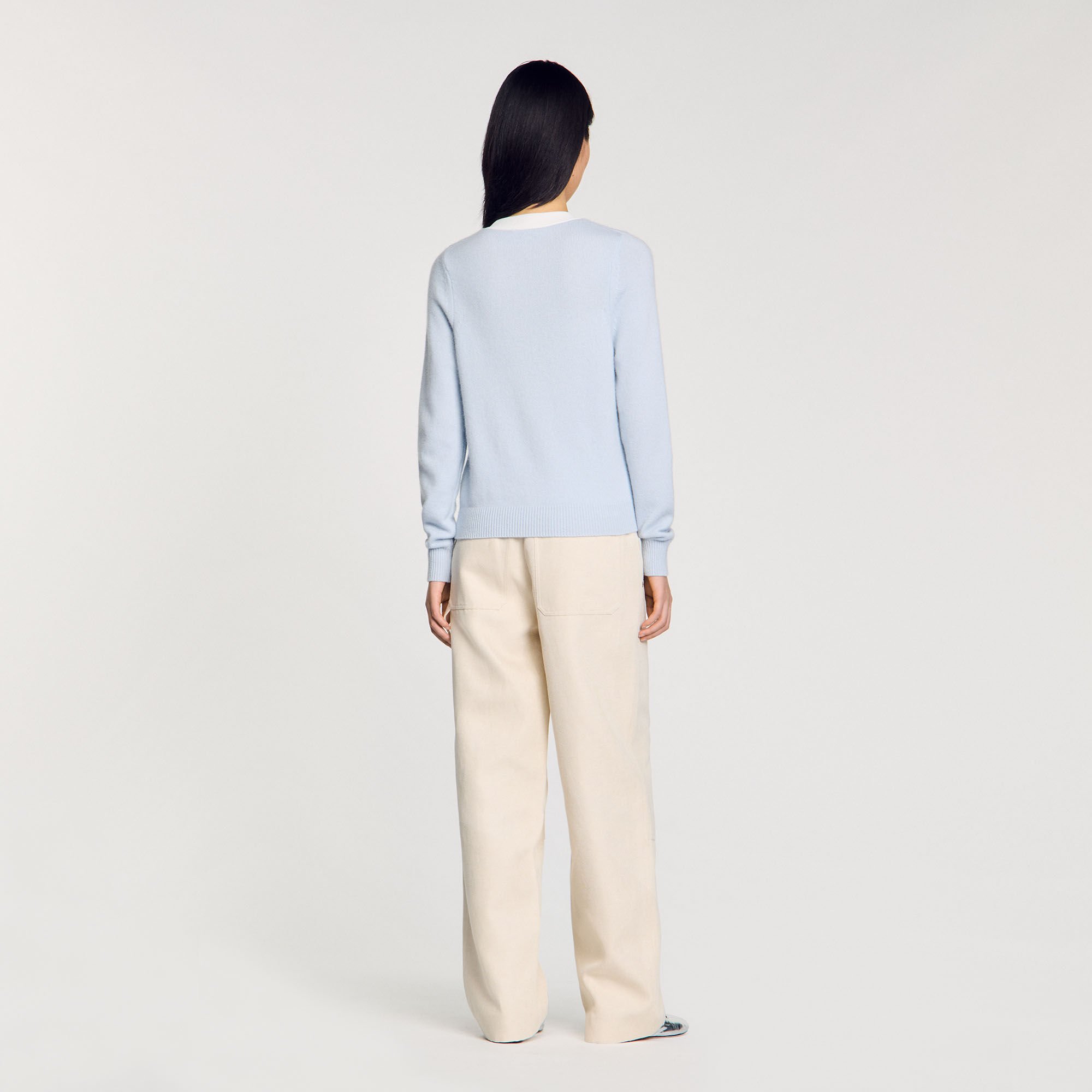 Pull bicolore en laine et cachemire 