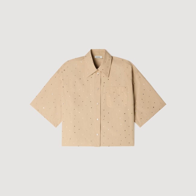 Chemise en coton &agrave; strass