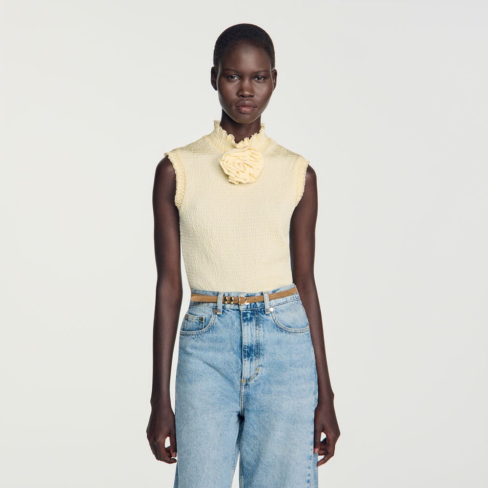 Sandro Ceinture en cuir suède – Beige – vue 3