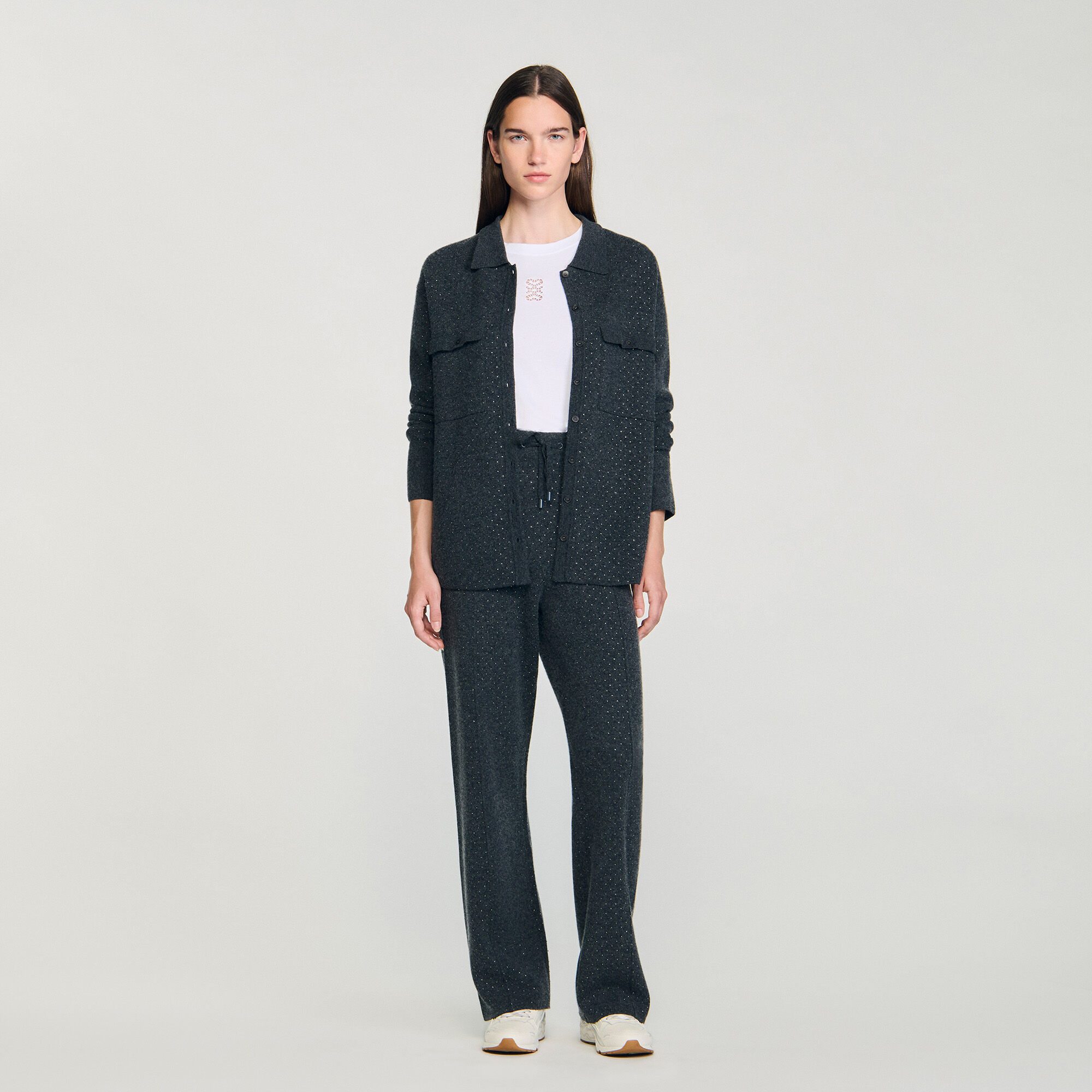 Cardigan long à strass