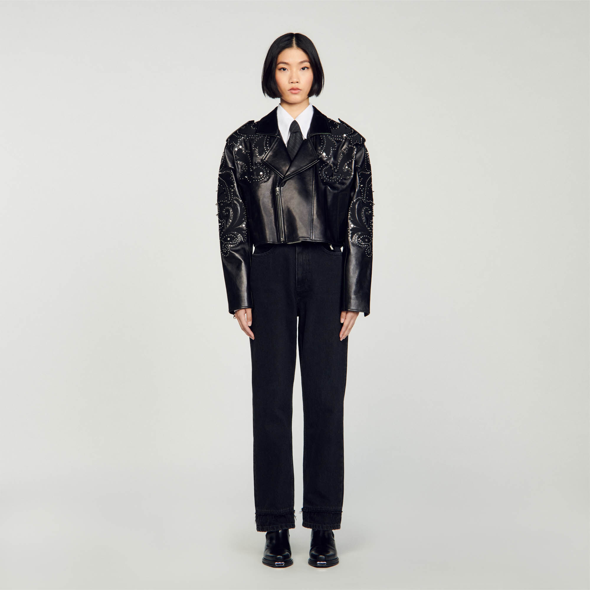 Veste en on sale cuir sandro femme