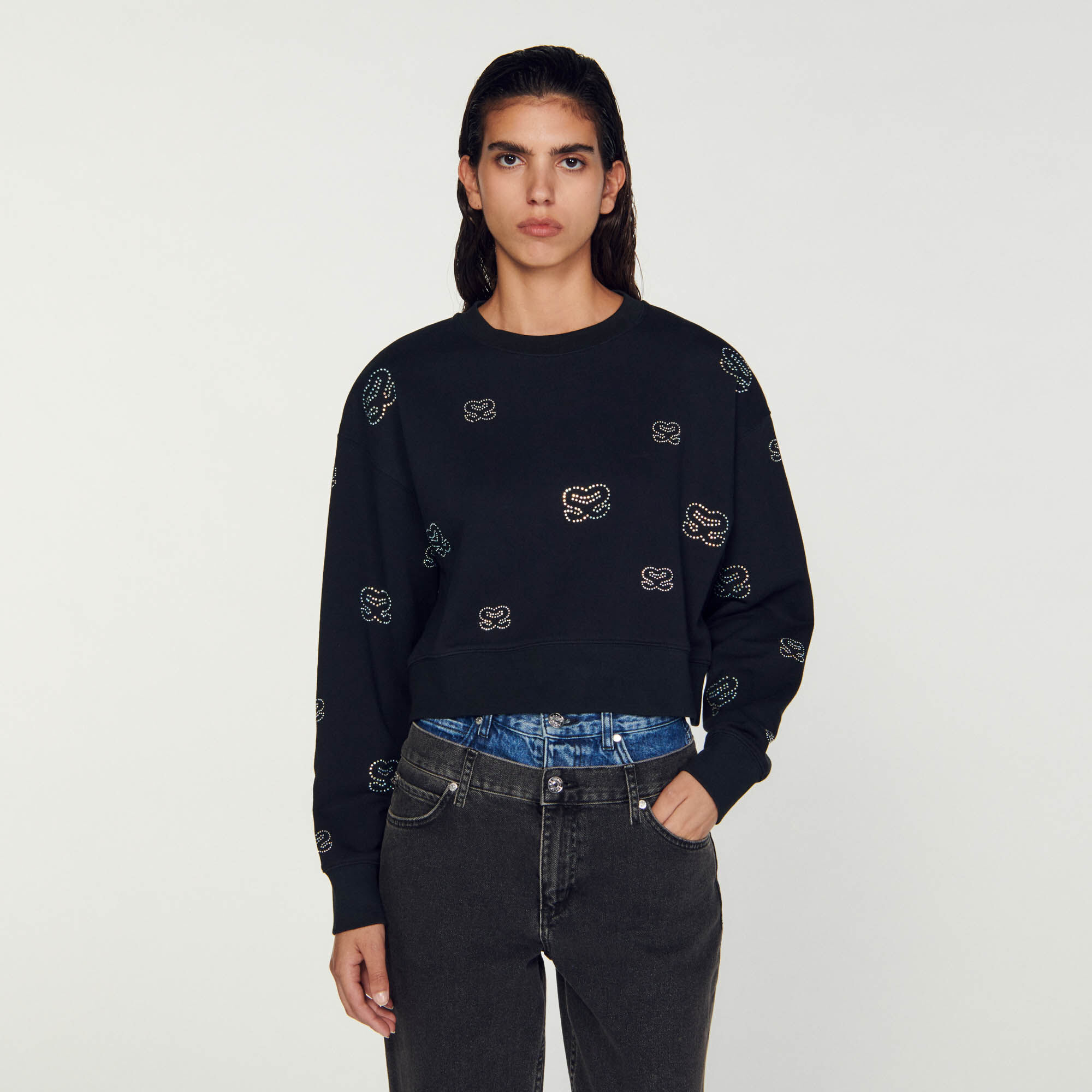 Sweatshirt court double S SFPSW00598 Sweats Sandro Paris
