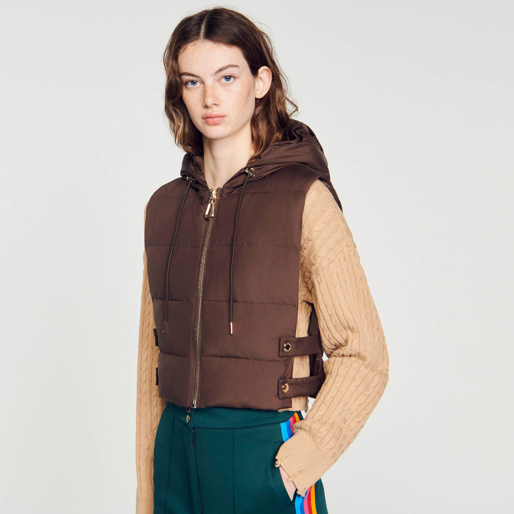 Doudoune courte shop marron femme