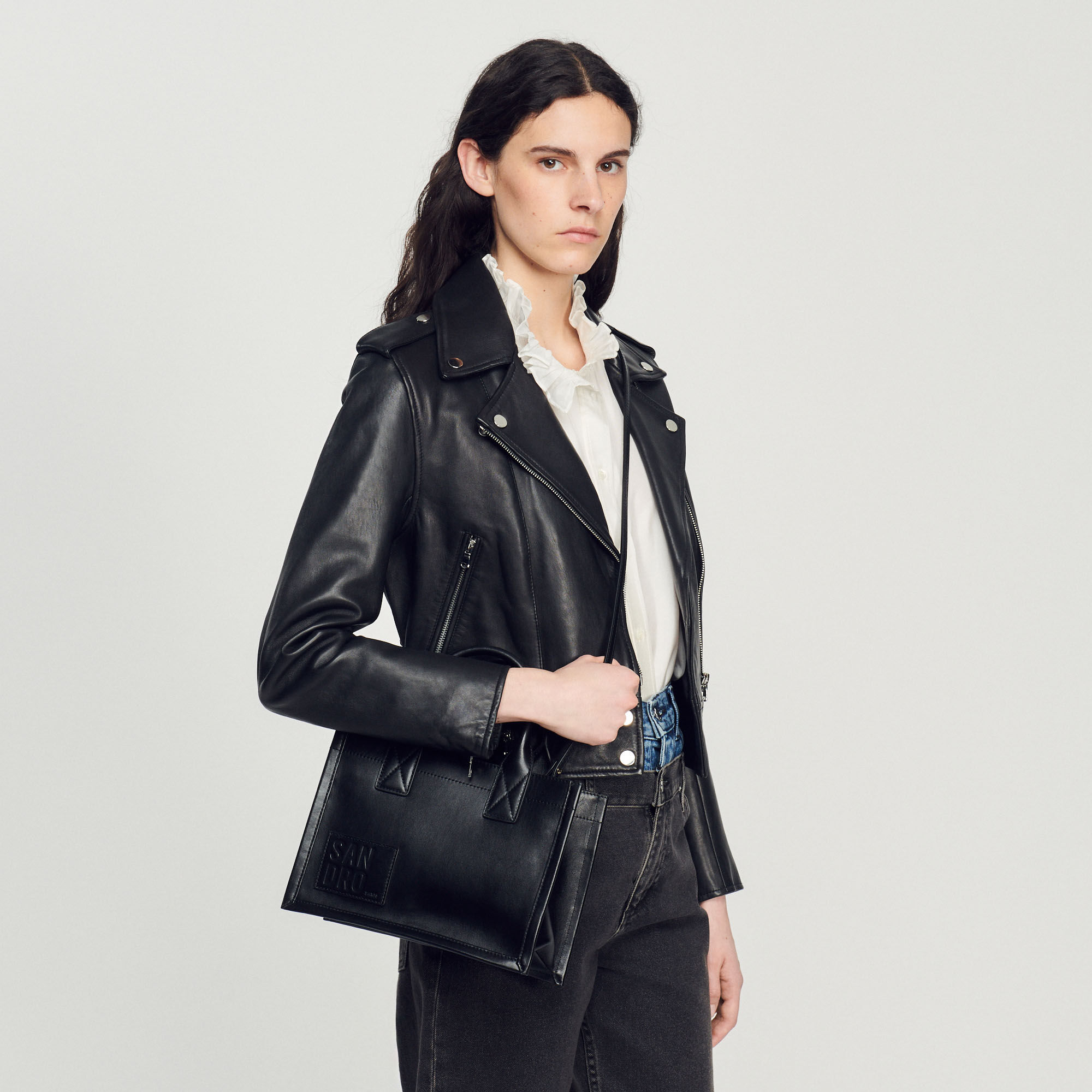 Cabas cuir noir femme store