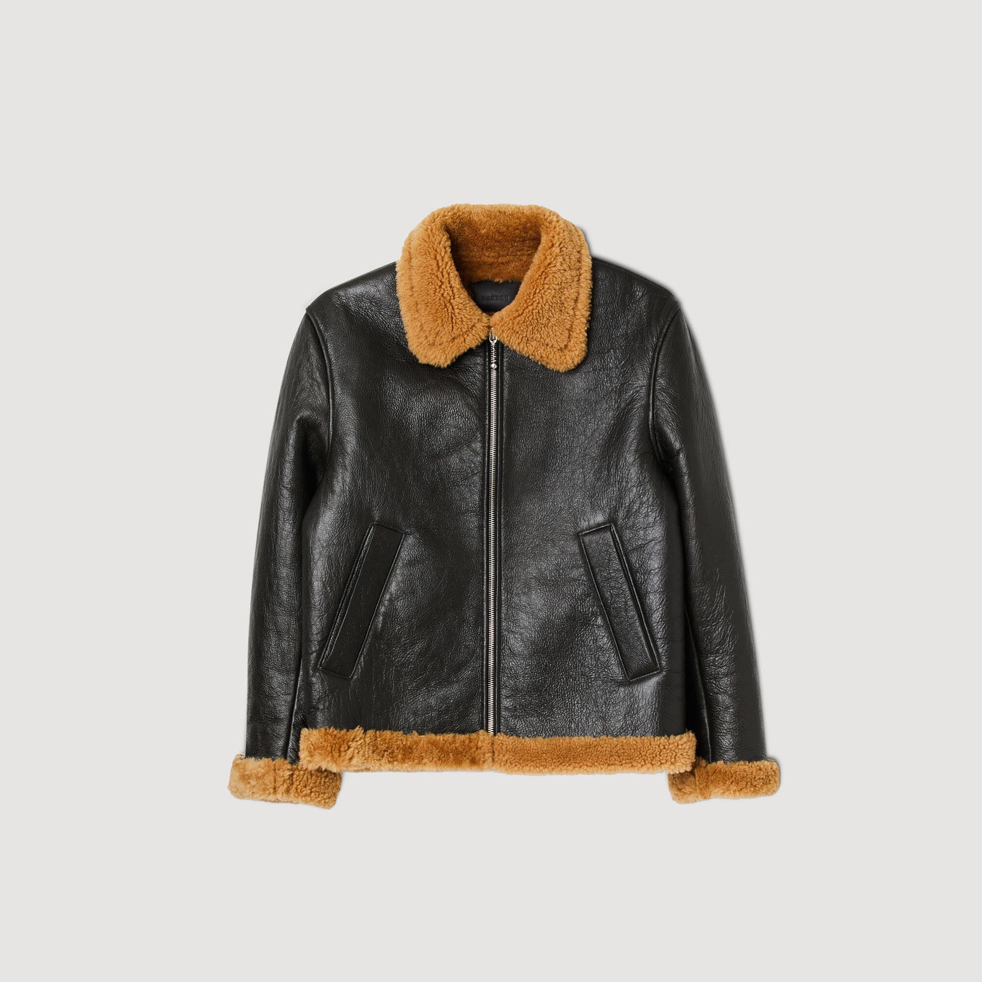 Manteau peau lainée hotsell sandro