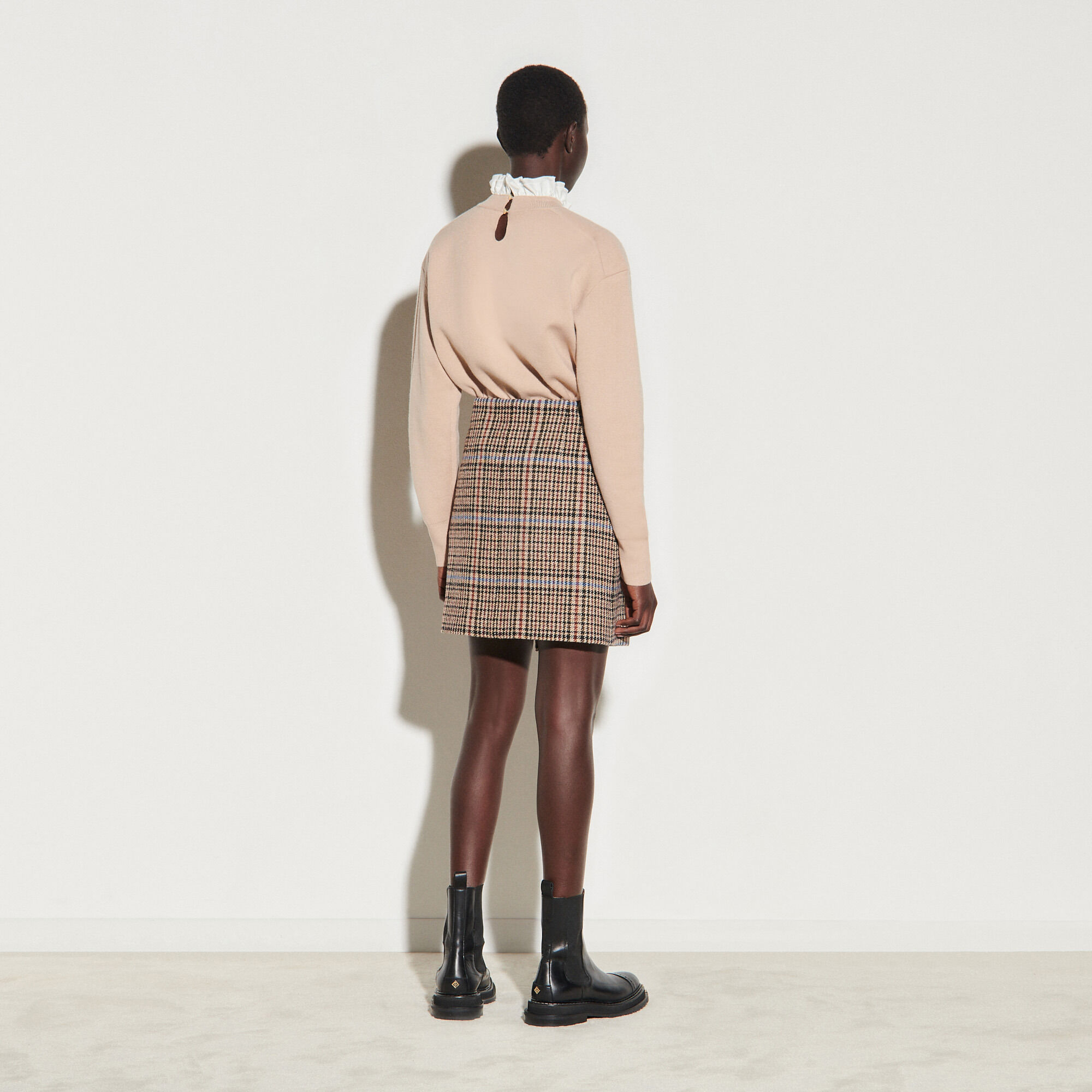 Jupe portefeuille courte en tweed SFPJU00449 Multicolore ...