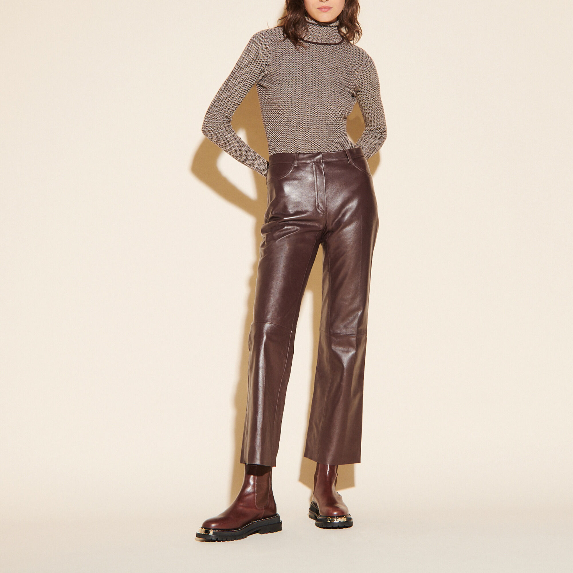 Sandro best sale pantalon cuir