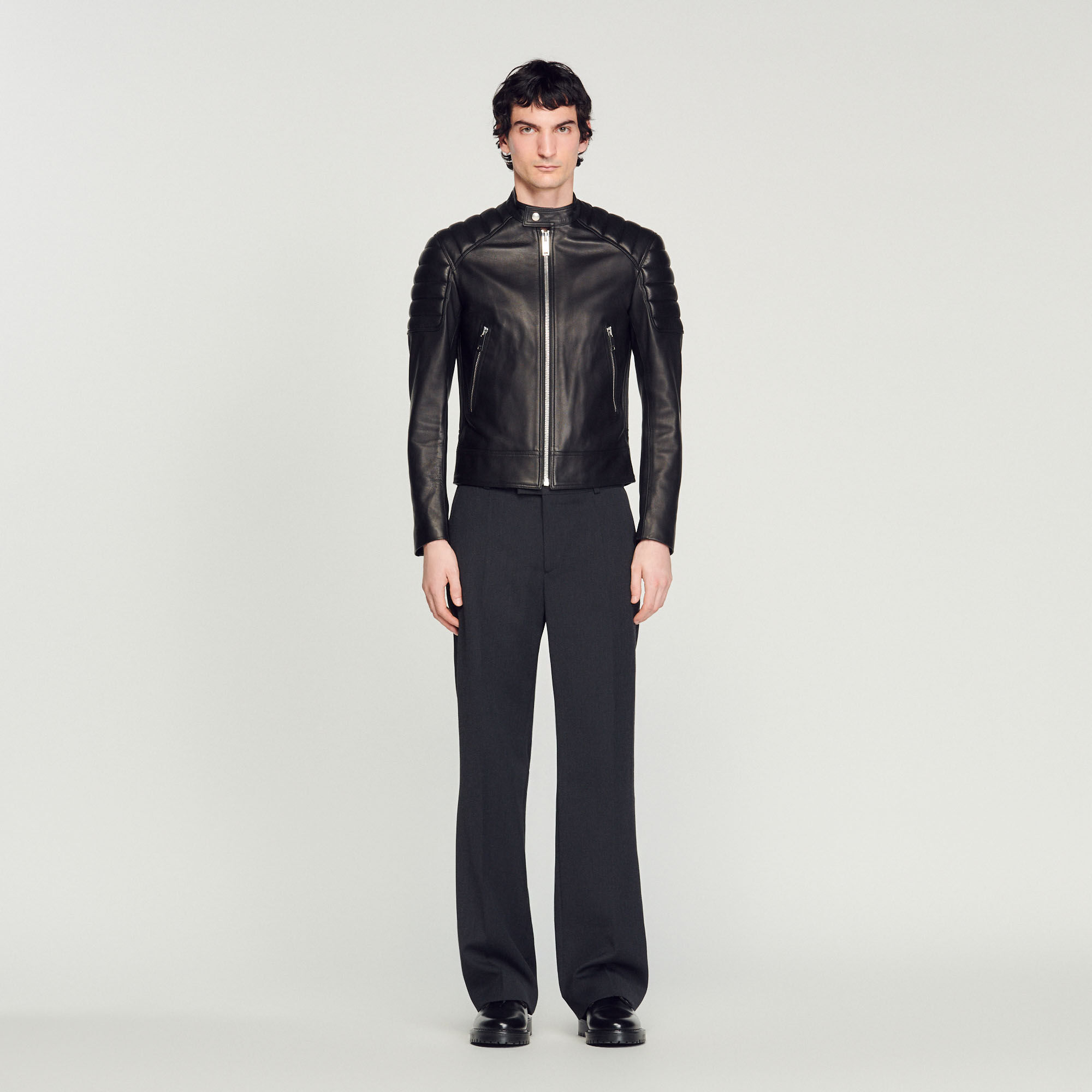Veste en cuir homme sandro clearance