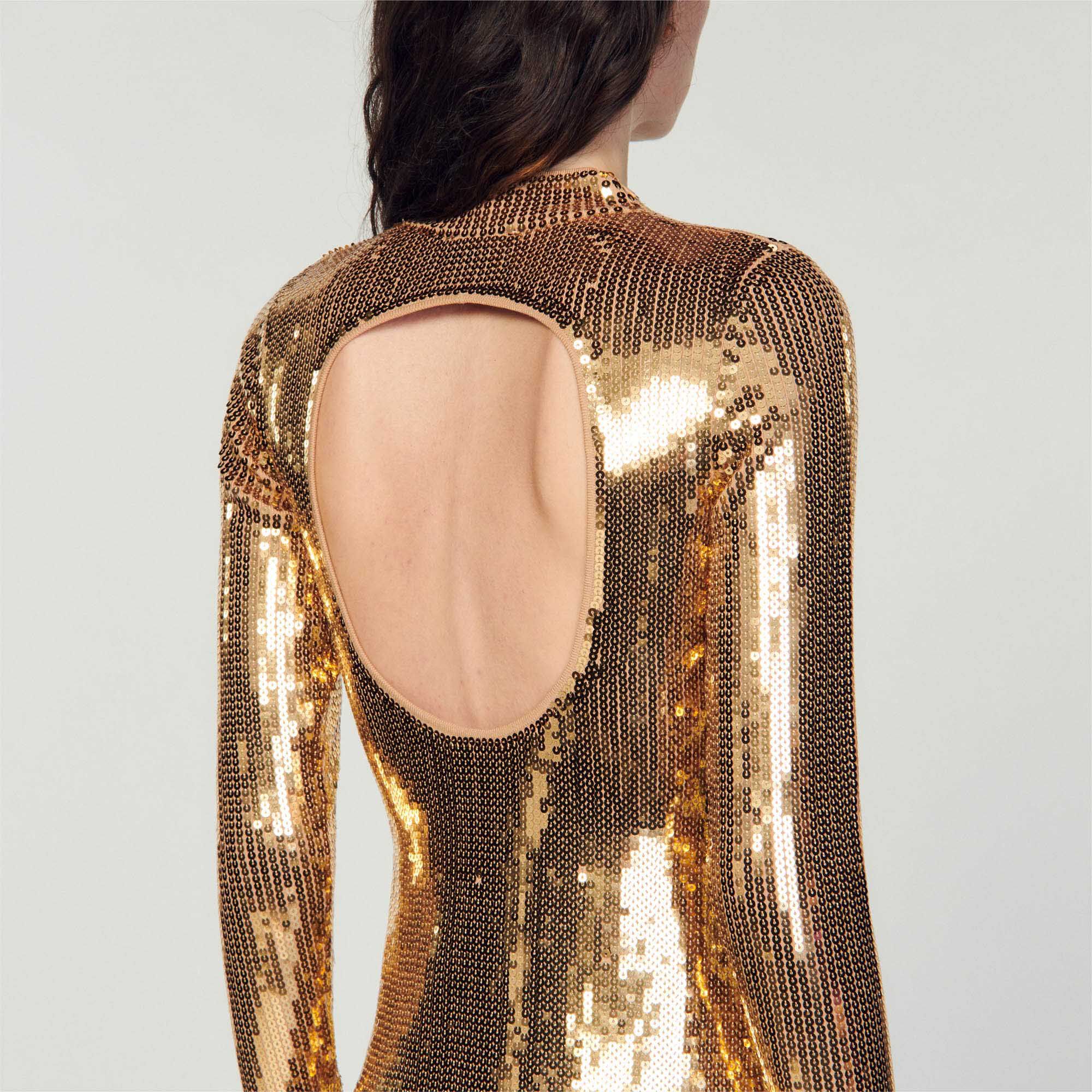 Robe longue sequin discount doré