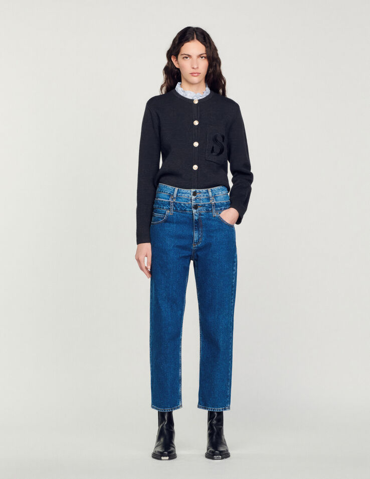Sandro Jean trompe l'œil coupe mom Select a size and. 2