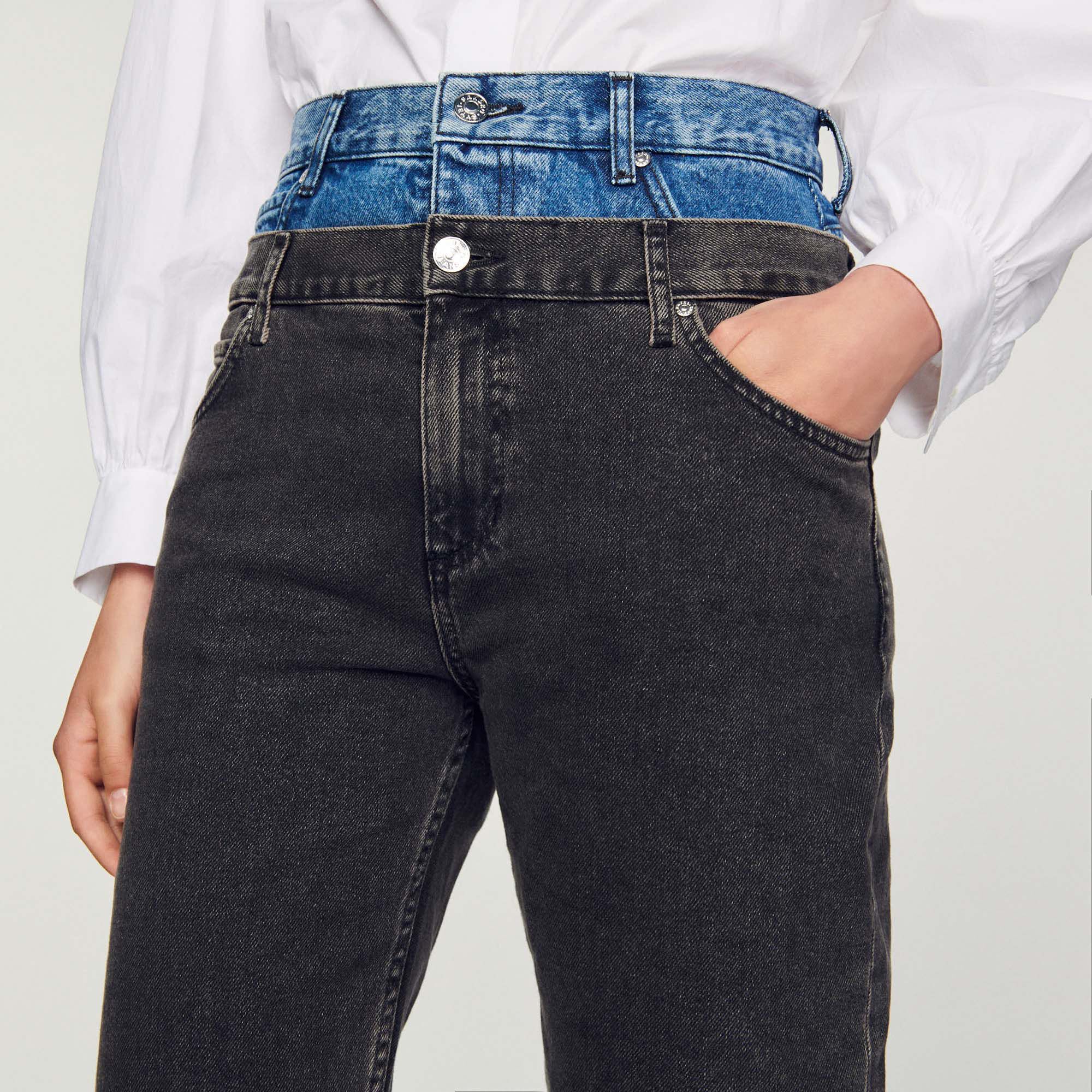 Jean double ceinture bicolore SFPJE00432 Jeans Sandro Paris