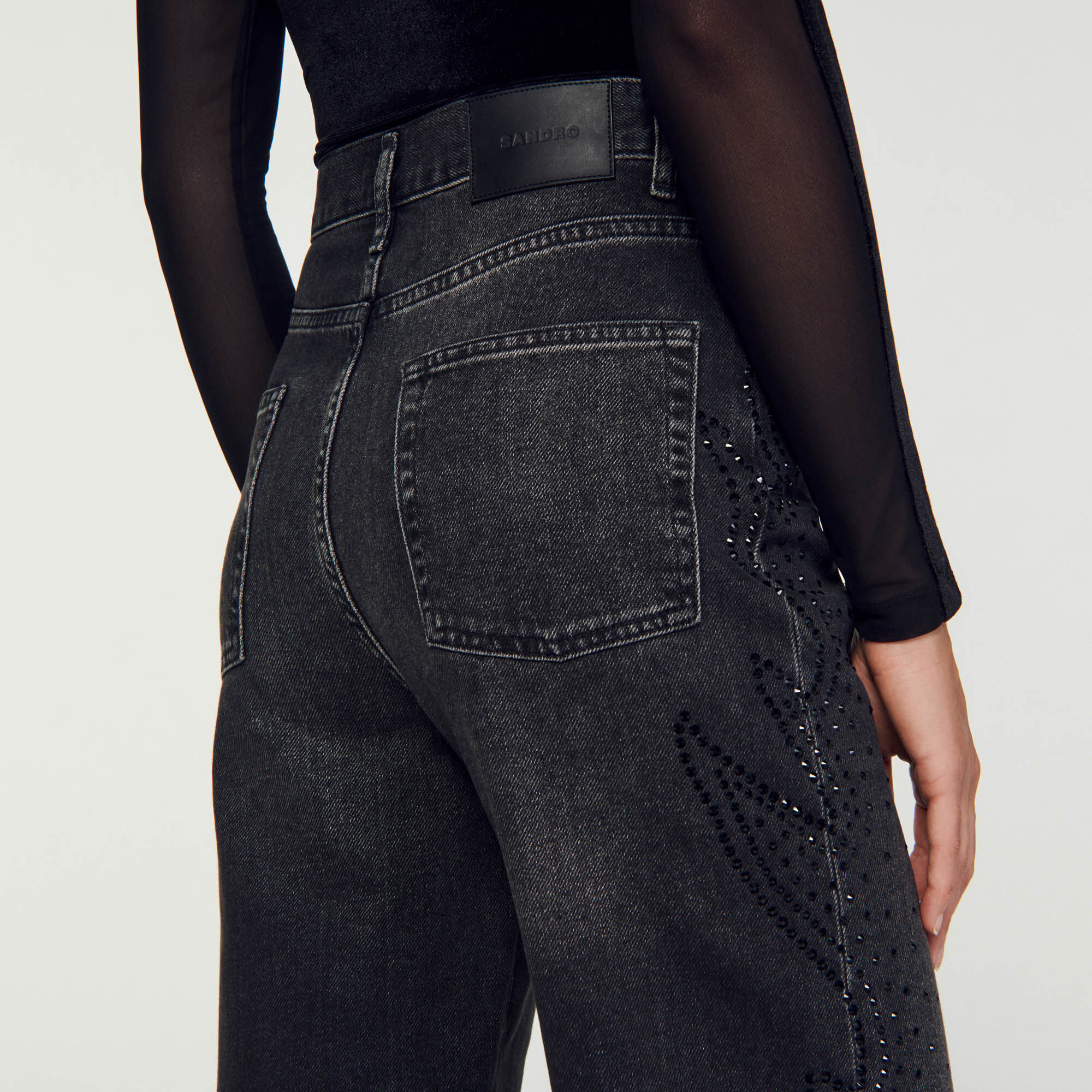 Jean noir top délavé femme