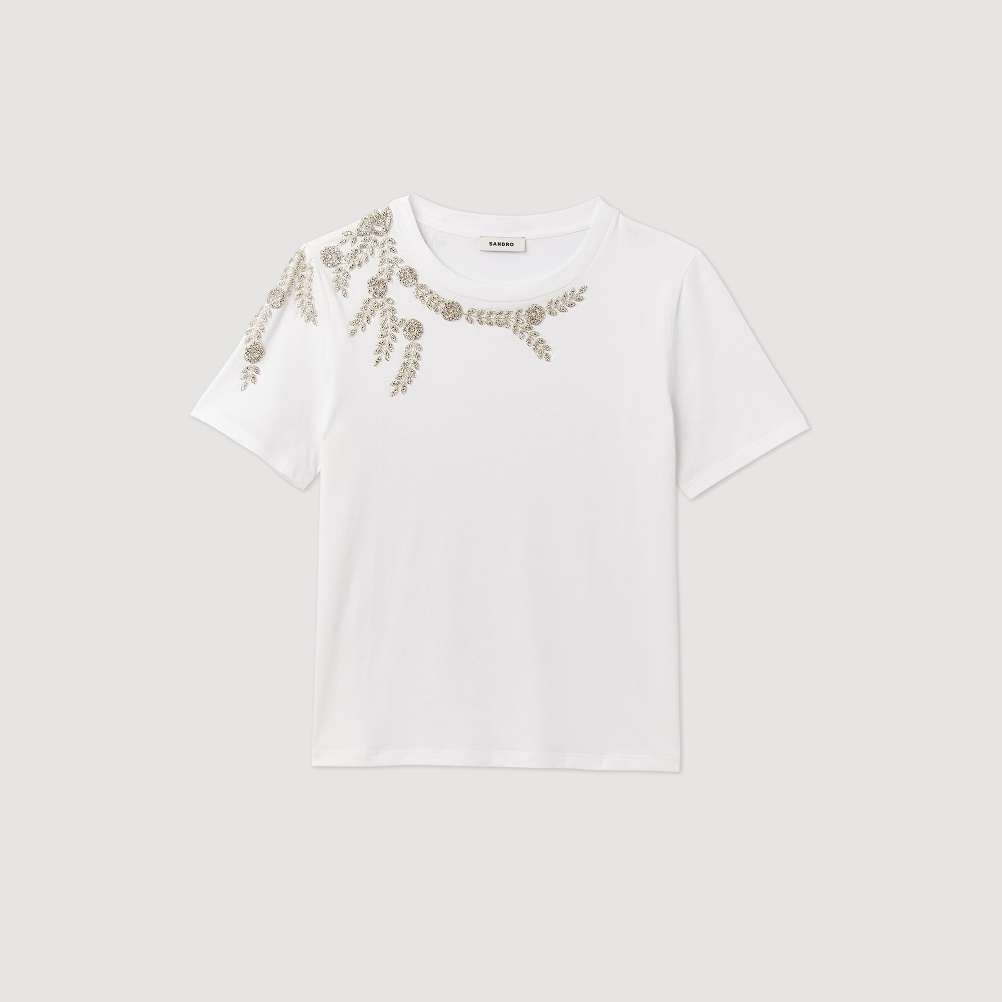 T shirt orn de strass SFPTS00329 T shirts Sandro Paris