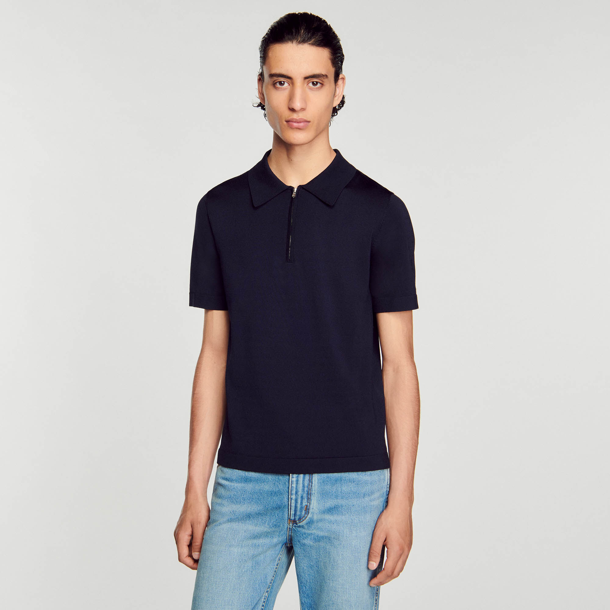 Polo homme hotsell col zippé
