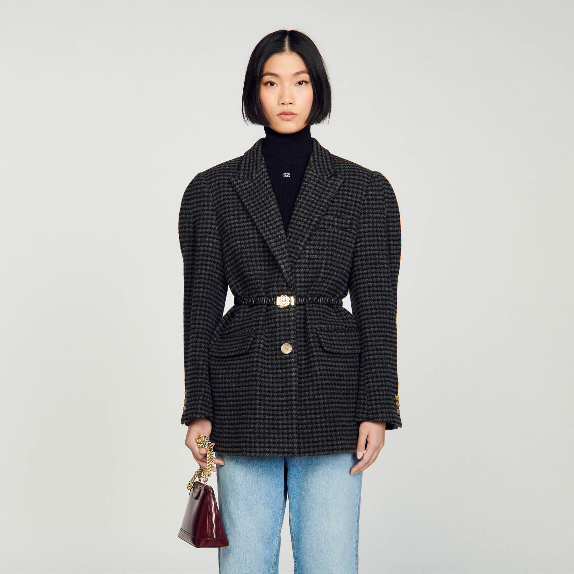 Veste pied on sale de poule sandro