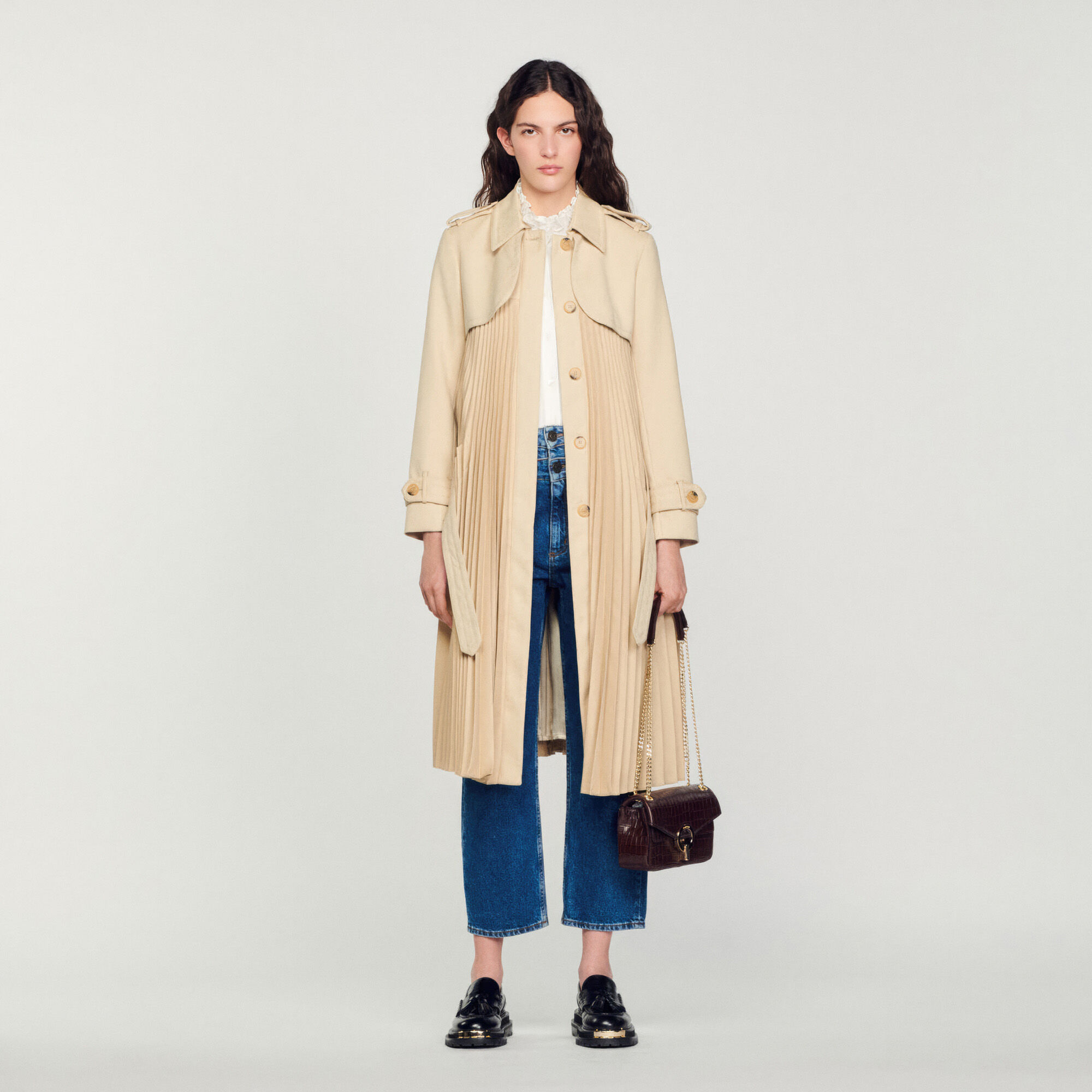 Trench plissé à ceinturer SFPOU00241 - Manteaux | Sandro Paris