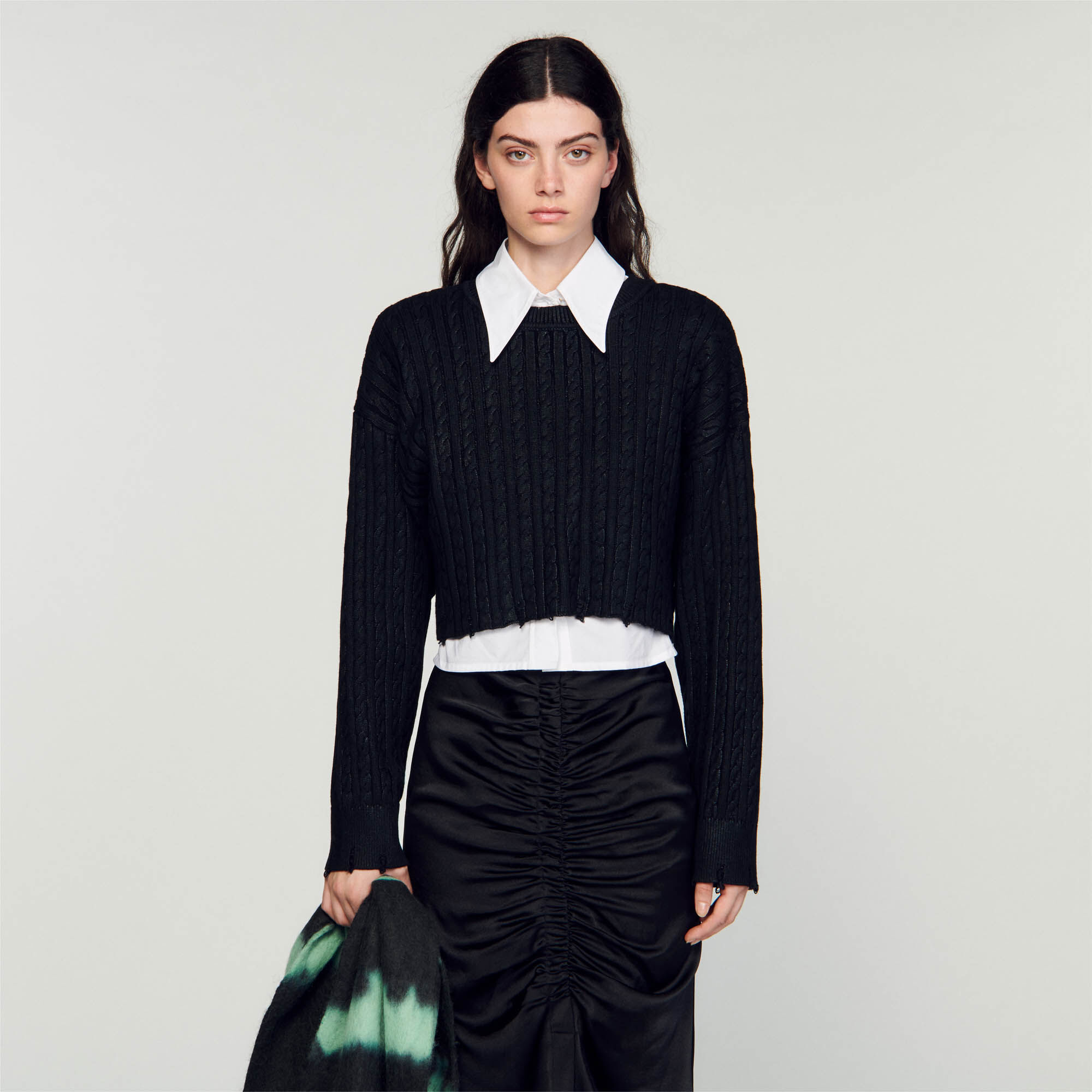 Pull court maille femme store