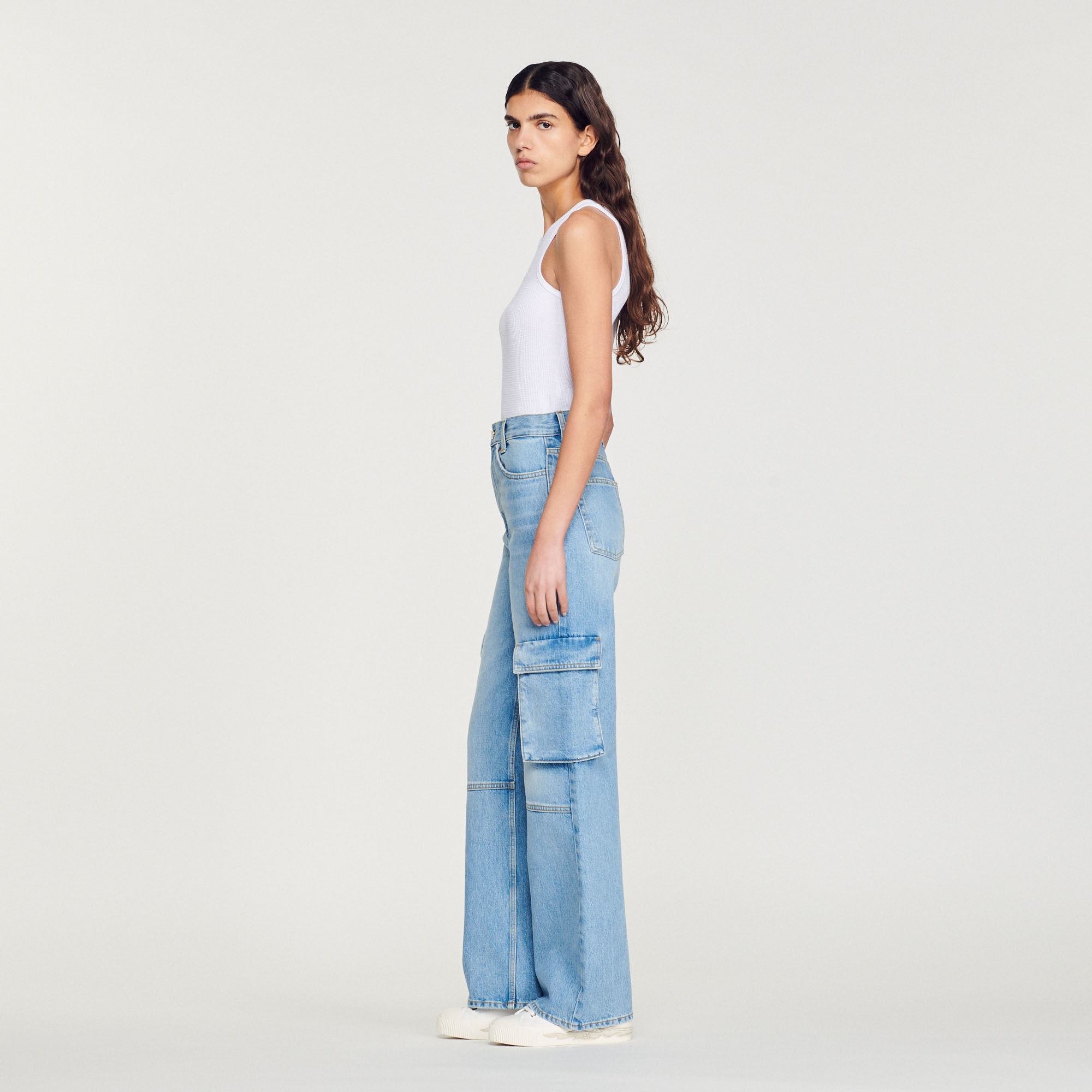 Jean cargo femme bleu sales