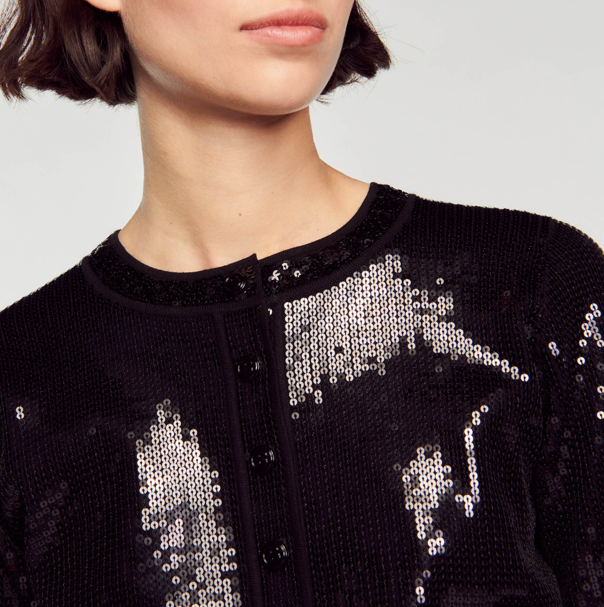 Cardigan court en sequins SFPCA00857 Pulls Cardigans Sandro