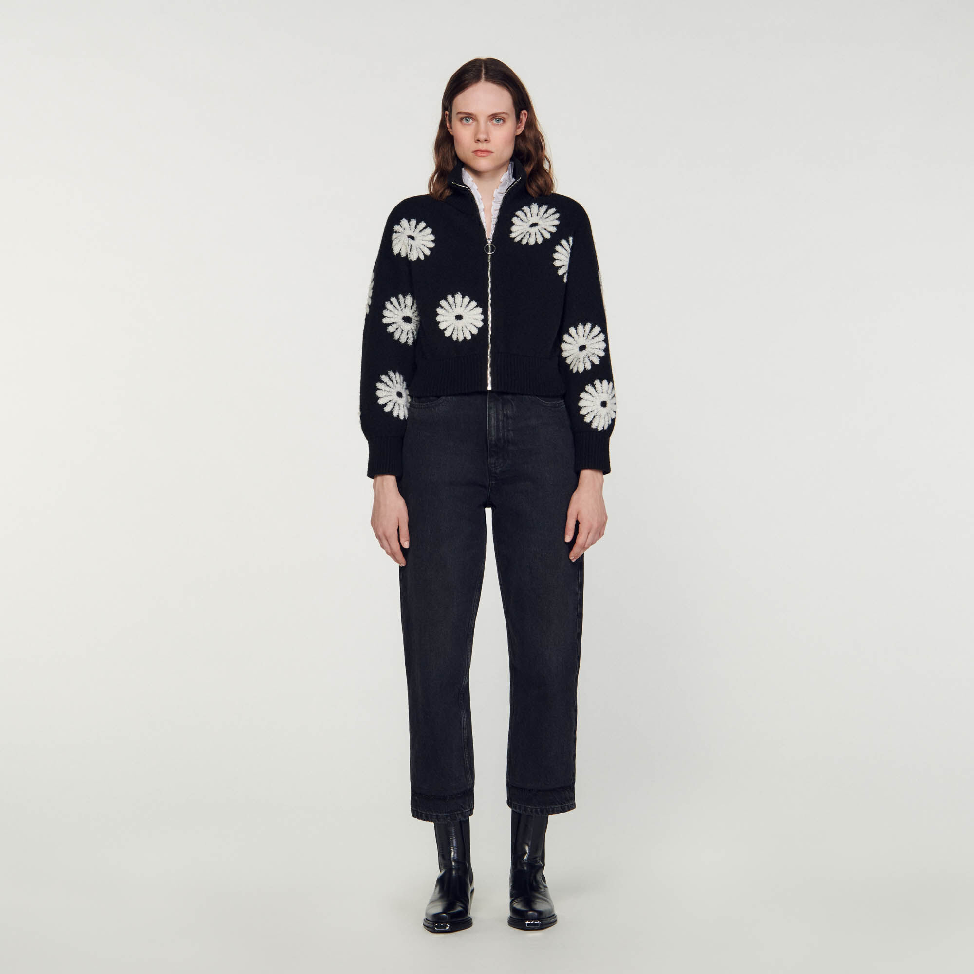 Pull camionneur orn de fleurs