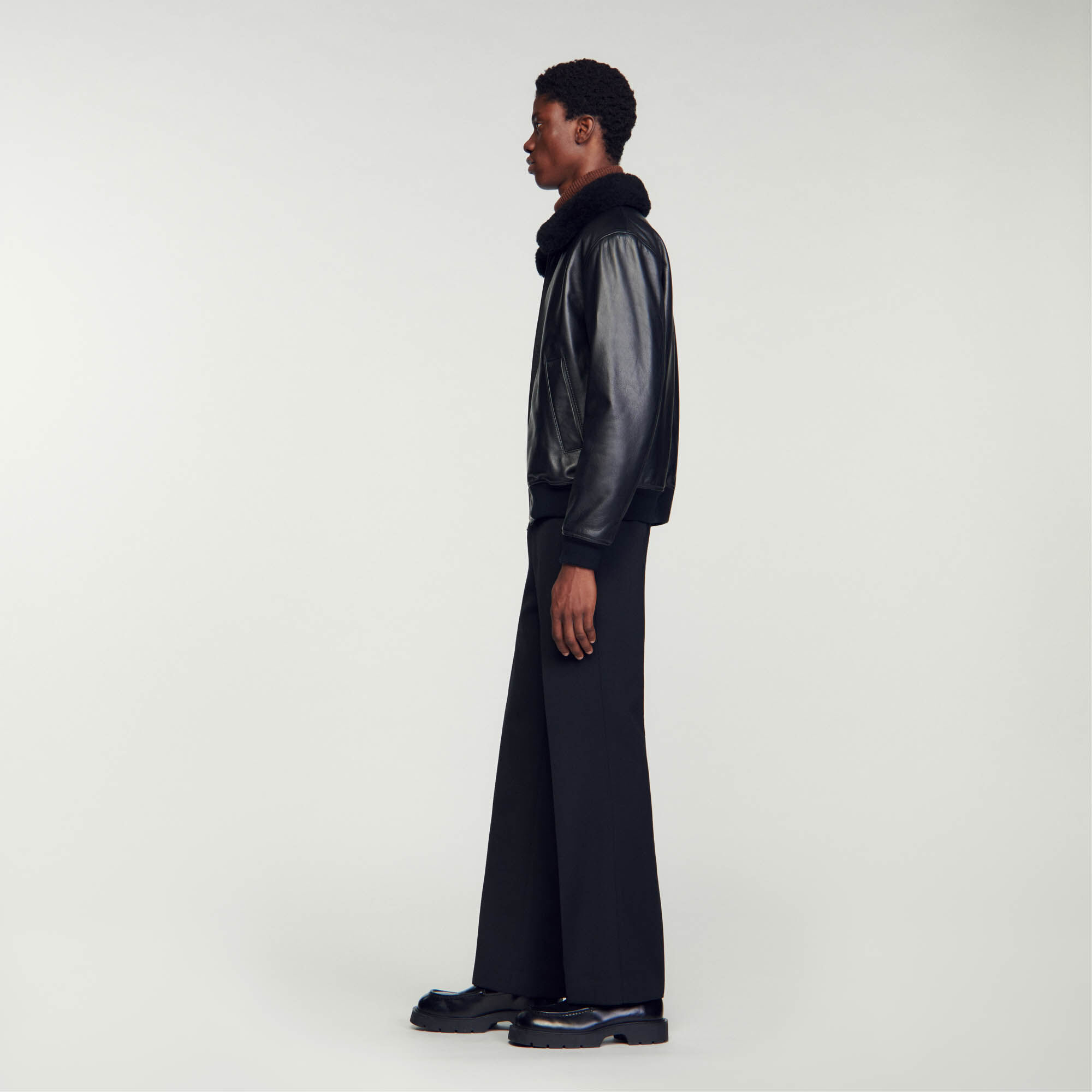 Veste en cuir sandro homme outlet