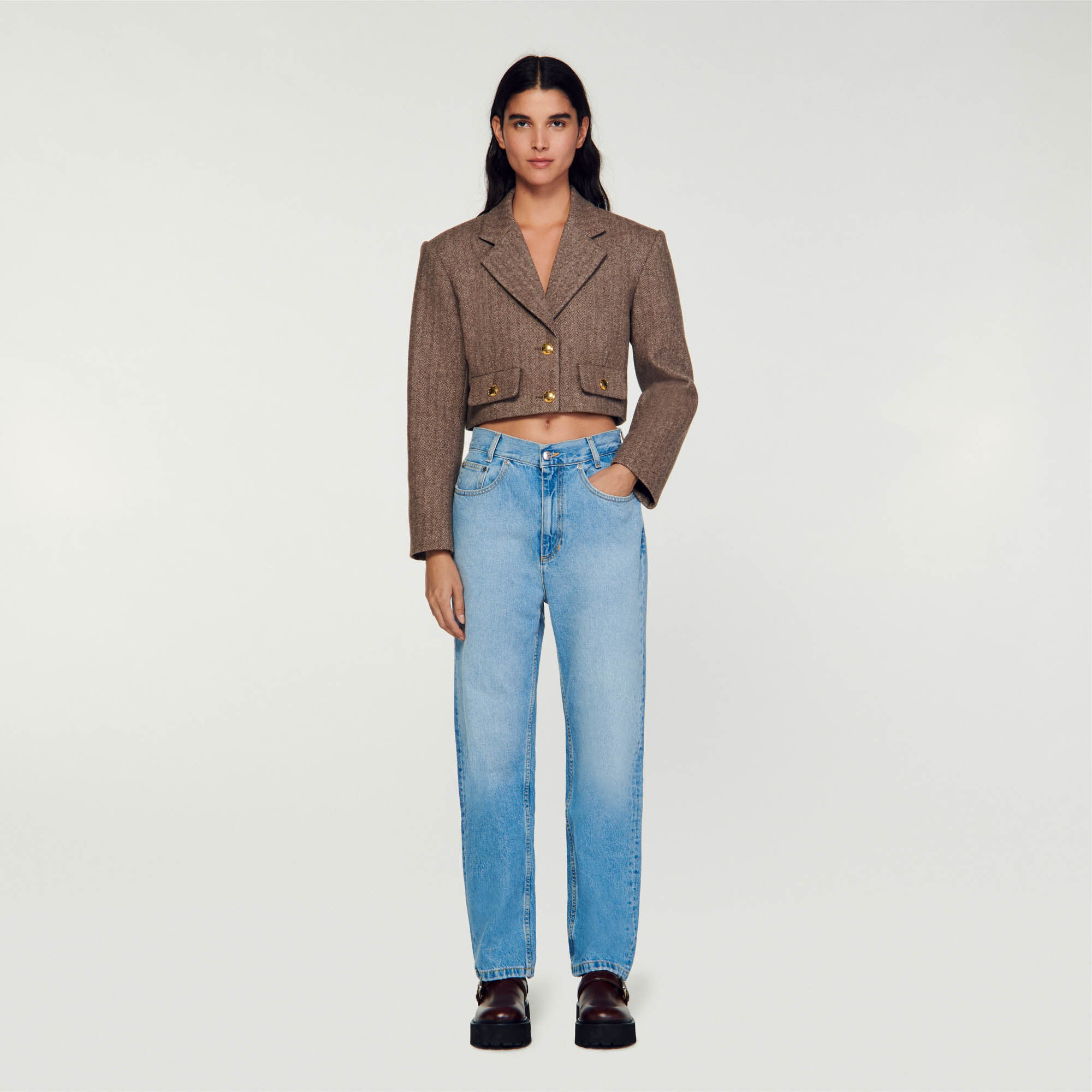 Veste courte structur e SFPVE00855 Blousons Vestes Sandro Paris