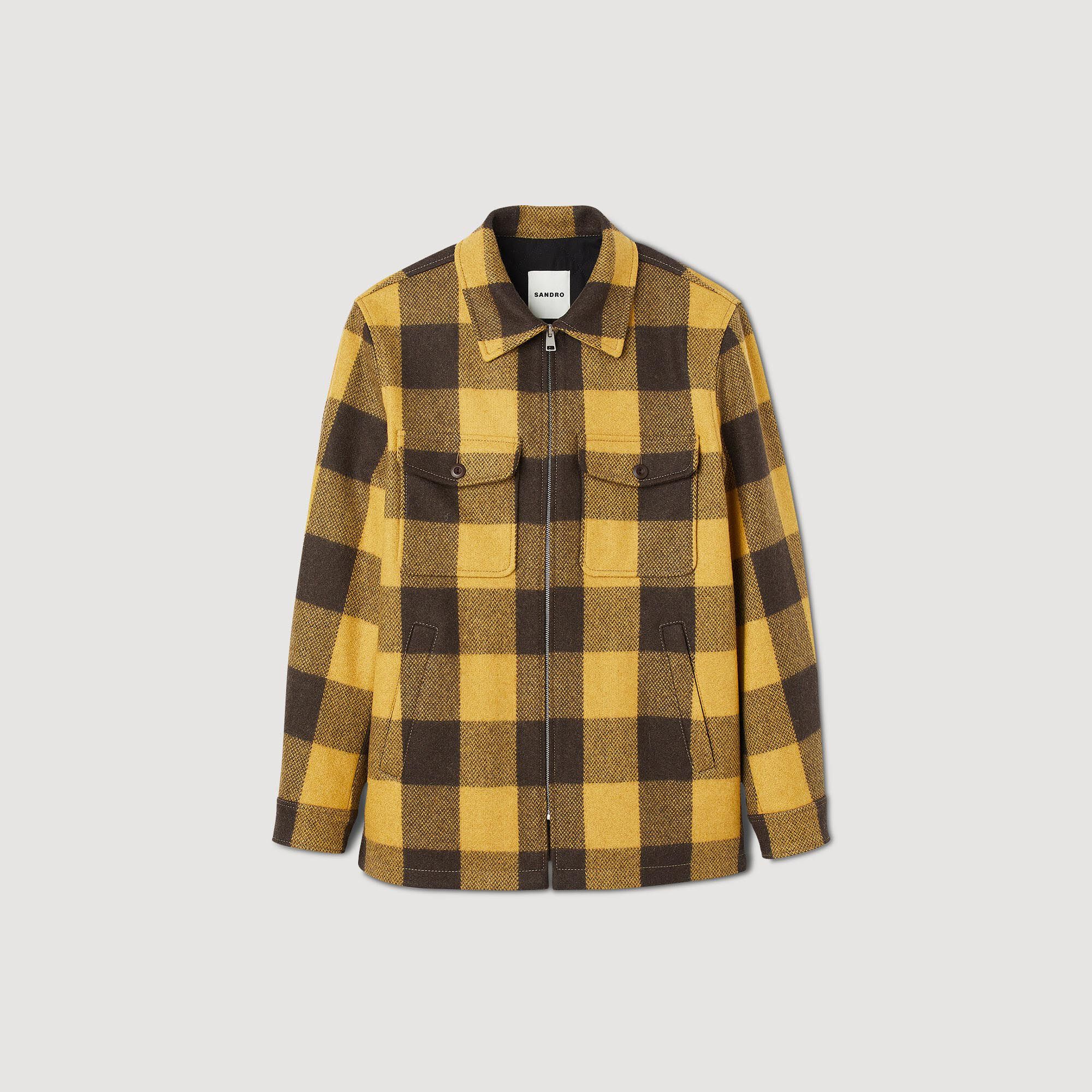 Blouson carreaux SHPBL00874 Jaune Manteaux Blousons Sandro