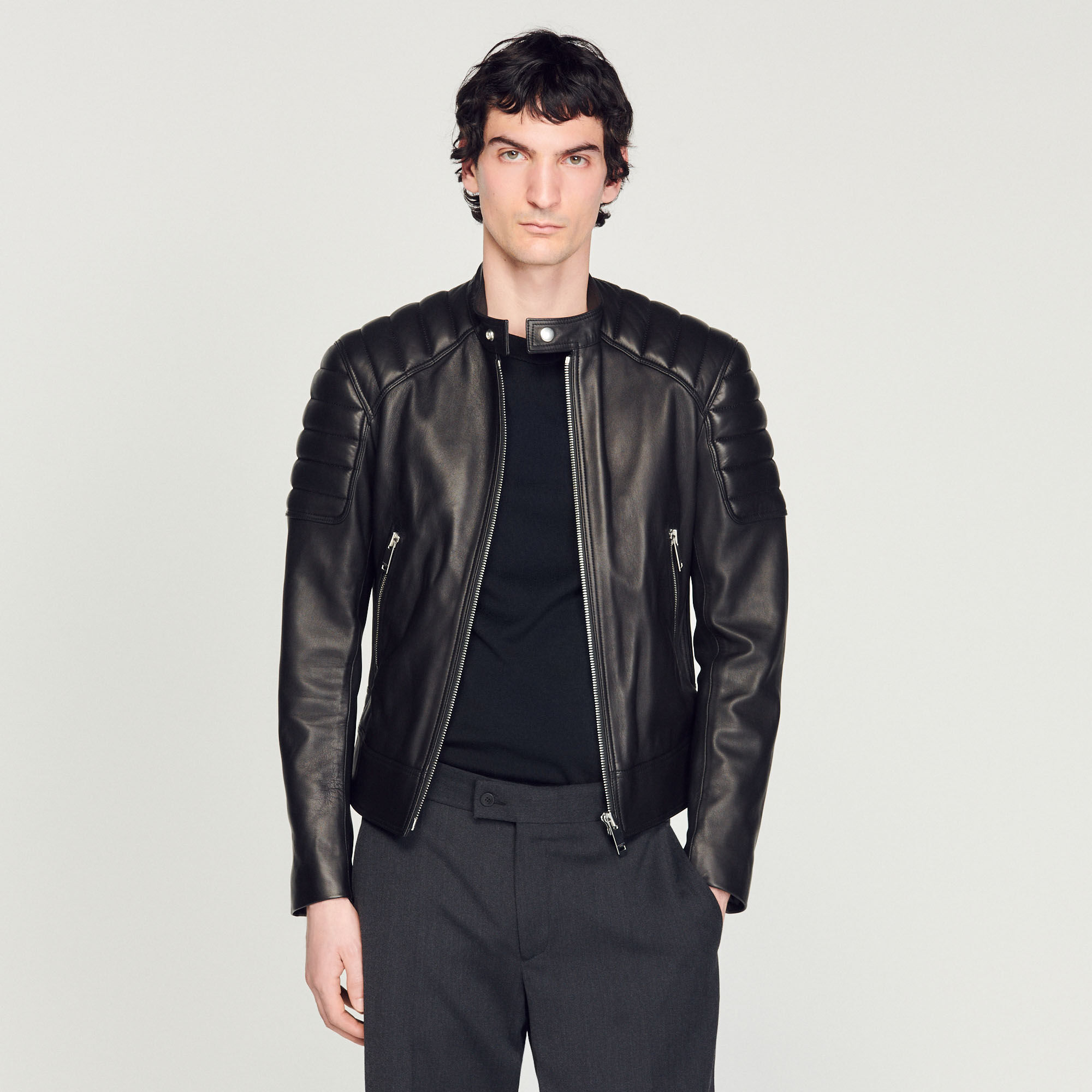Blouson cuir sandro homme online