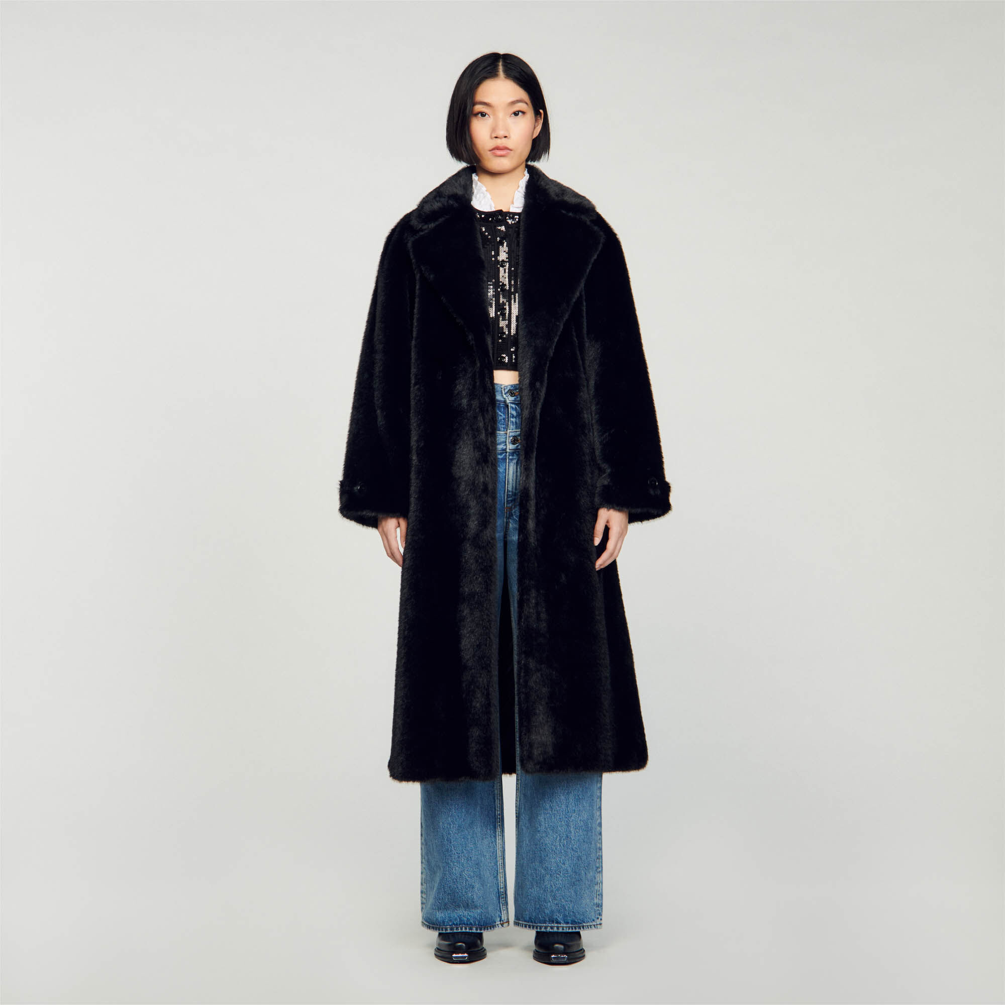 Veste sandro femme fourrure clearance