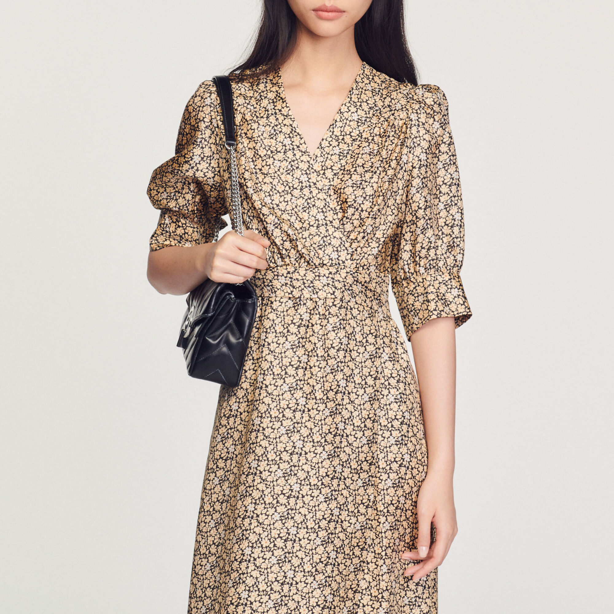 Robe longue fluide portefeuille SFPRO02608 Beige Toute la
