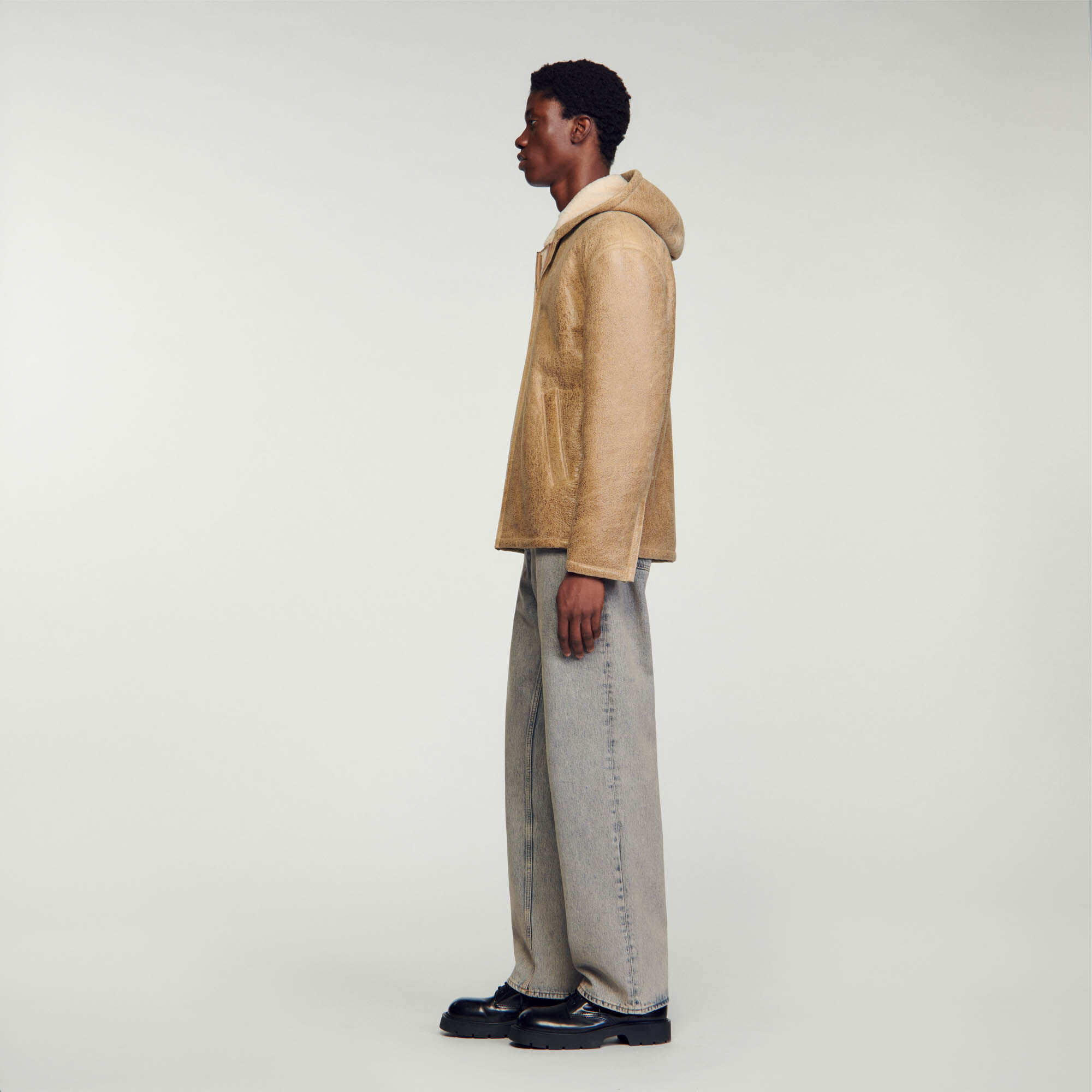 Blouson en peau lain e SHPBL00680 Manteaux Blousons Sandro Paris