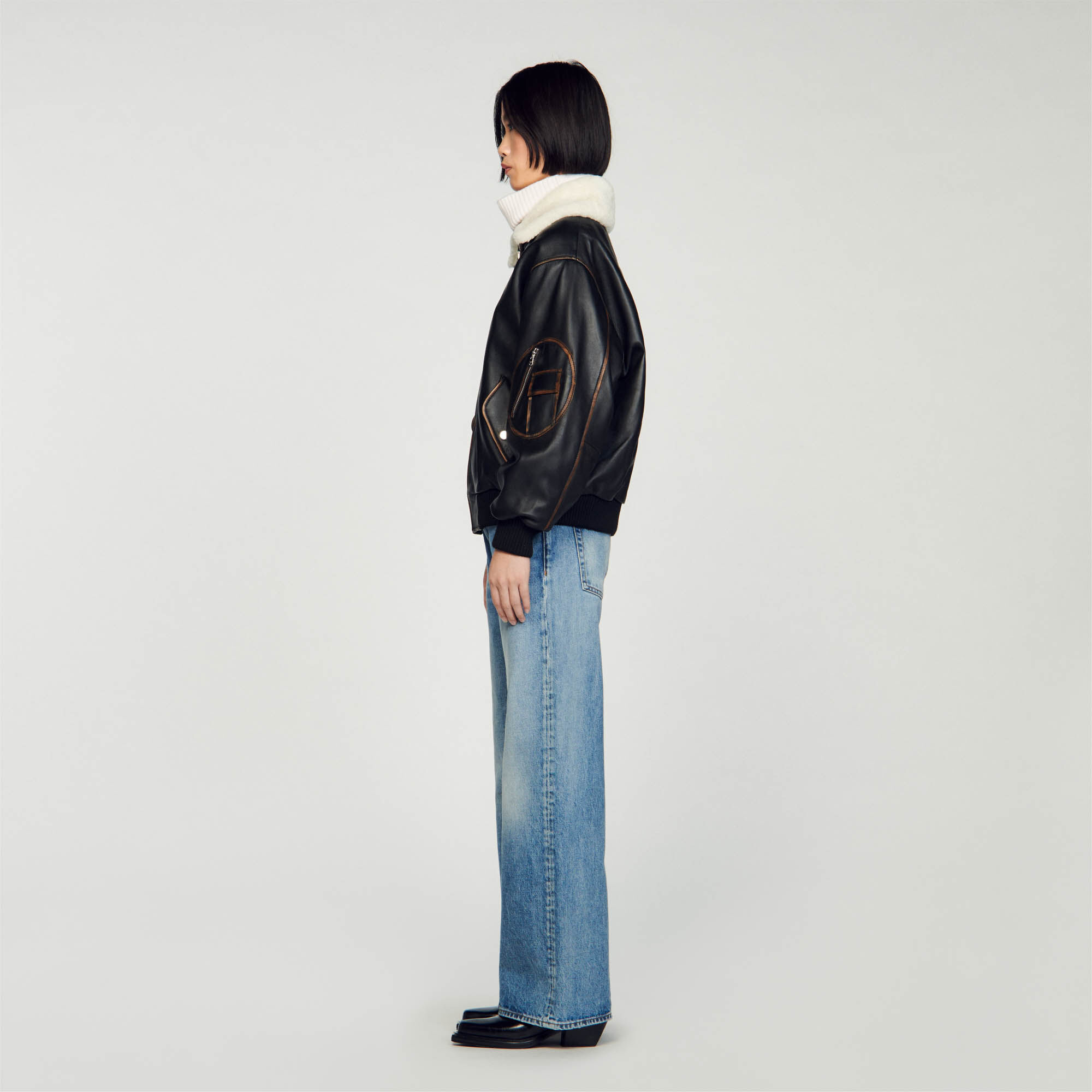 Bombers en cuir SFPBL00830 Blousons Vestes Sandro Paris