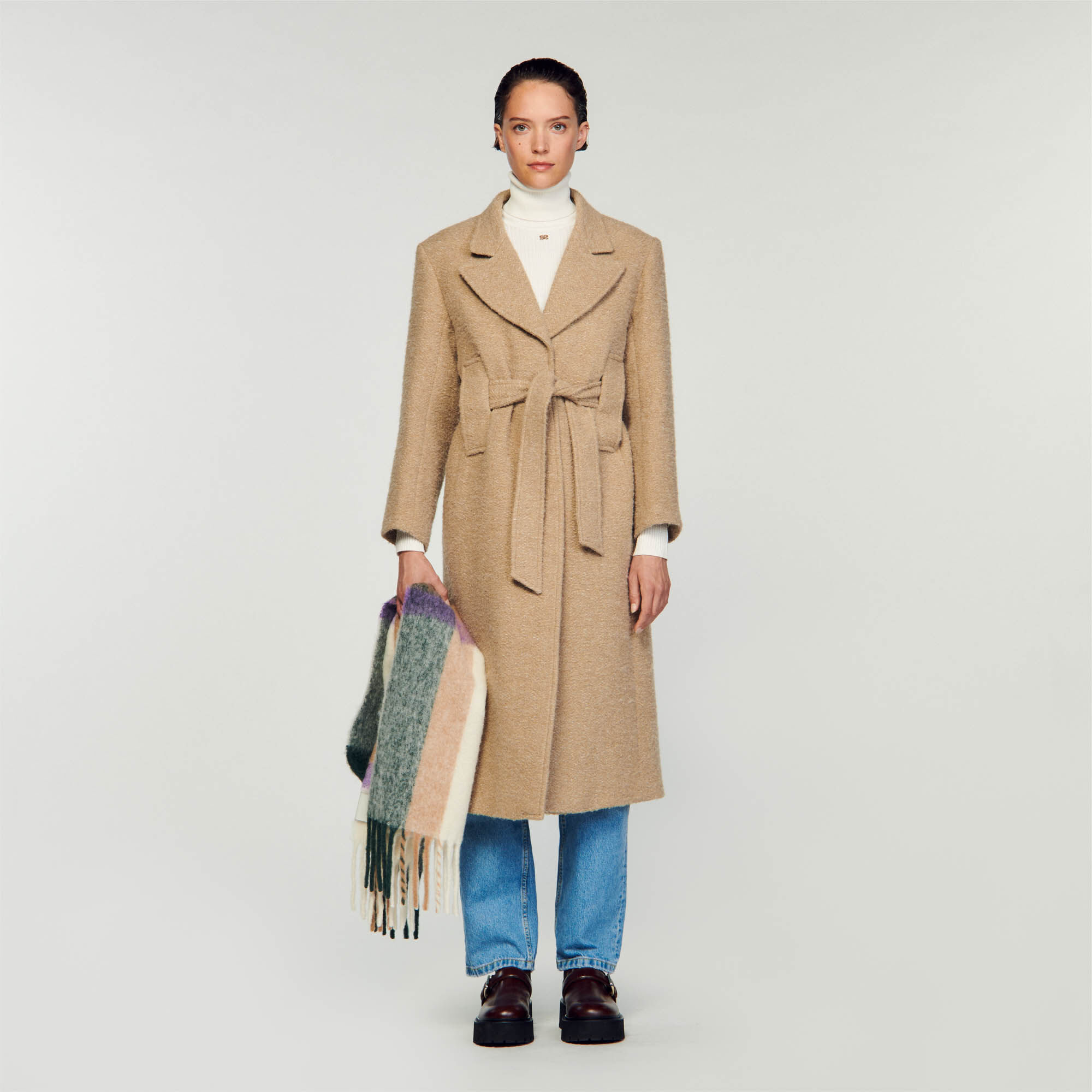 Manteau cintré sales femme camel