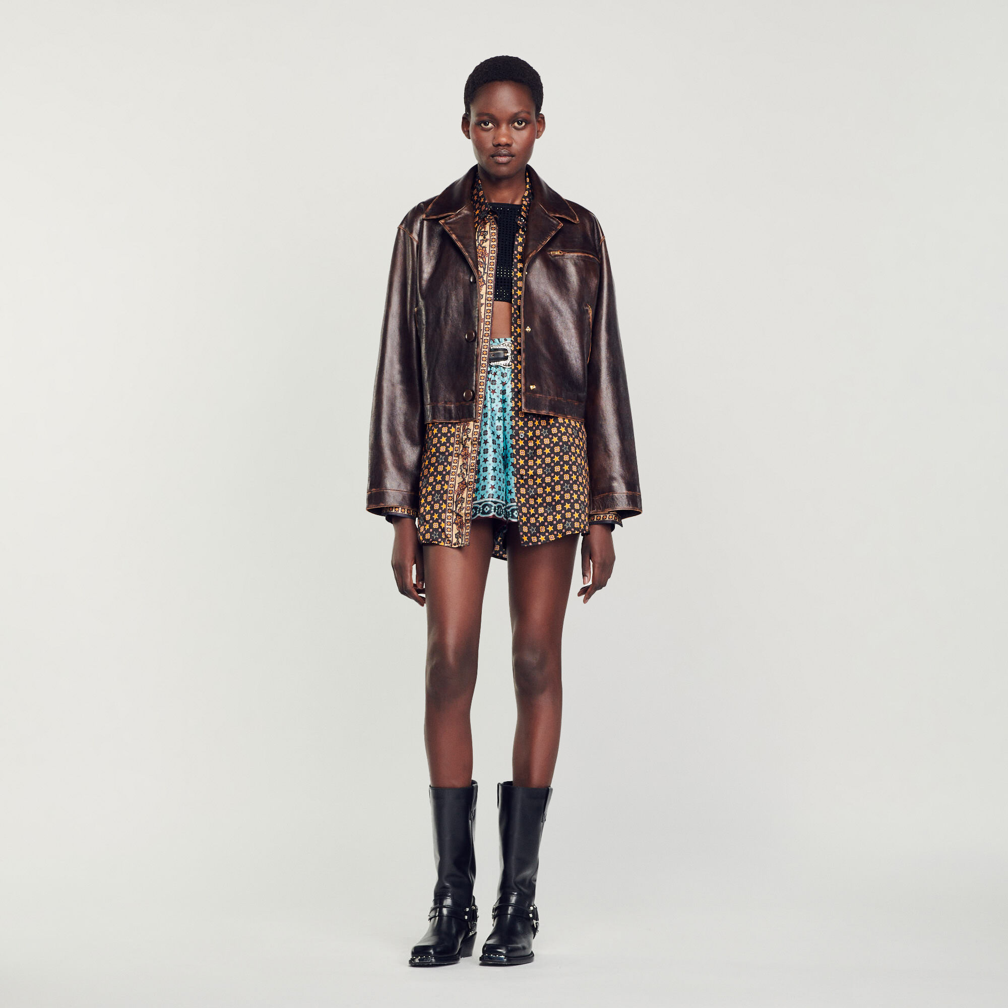 Veste cuir femme Sandro Paris