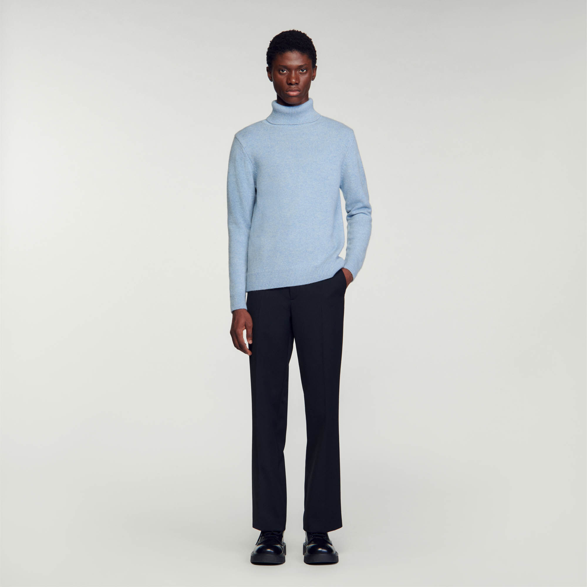 Pull col roulé bleu best sale ciel