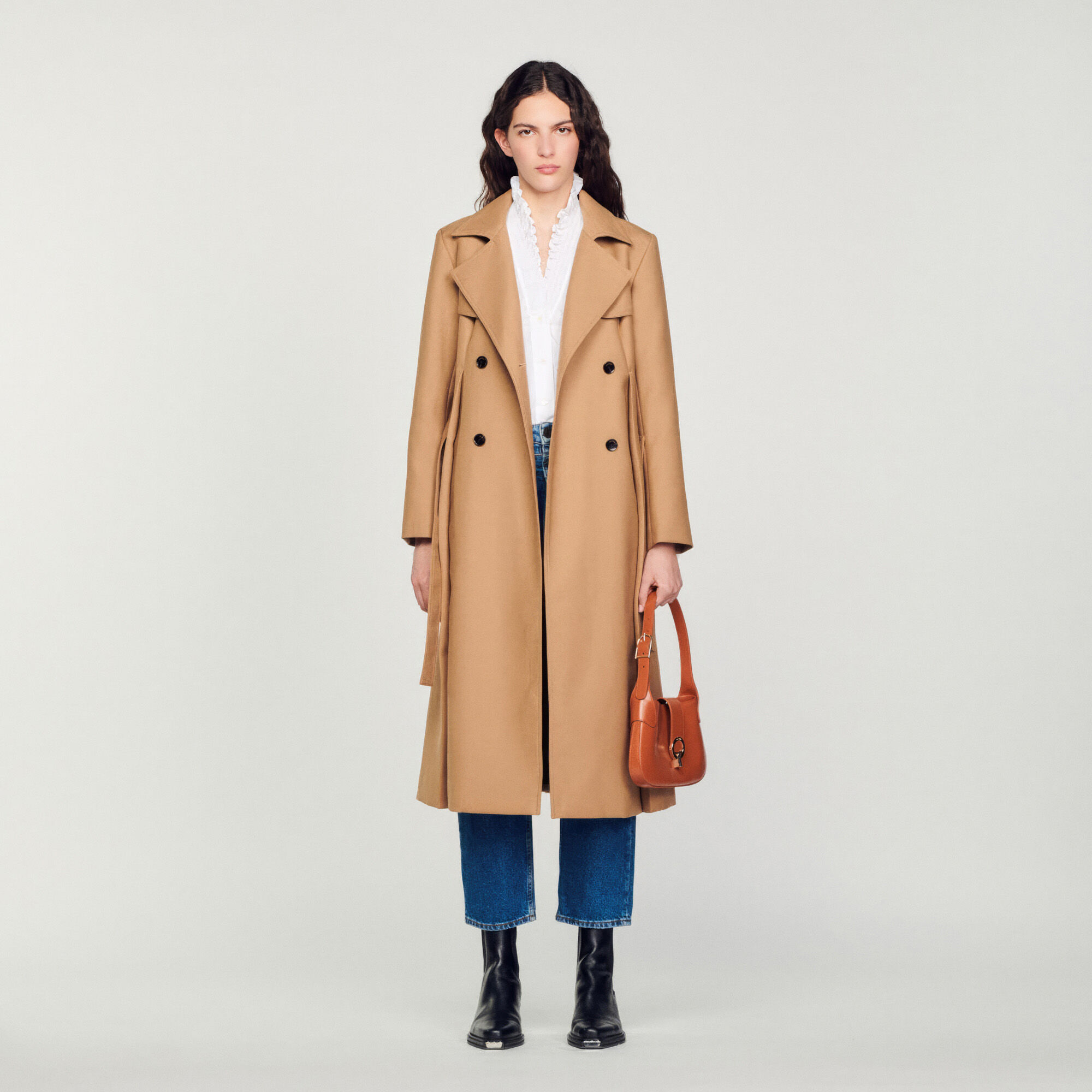 Manteau camel long clearance femme
